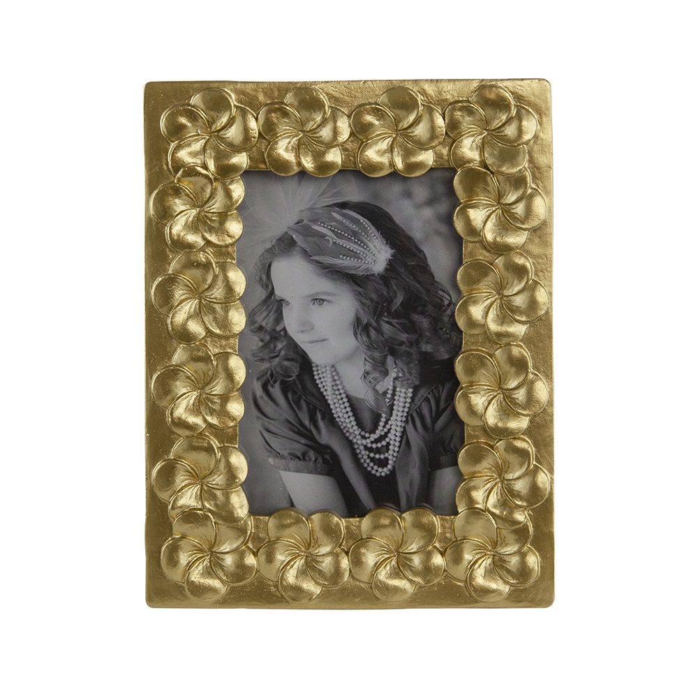 6.5x8.5" Vintage Gold Photo Frame with Flower Design