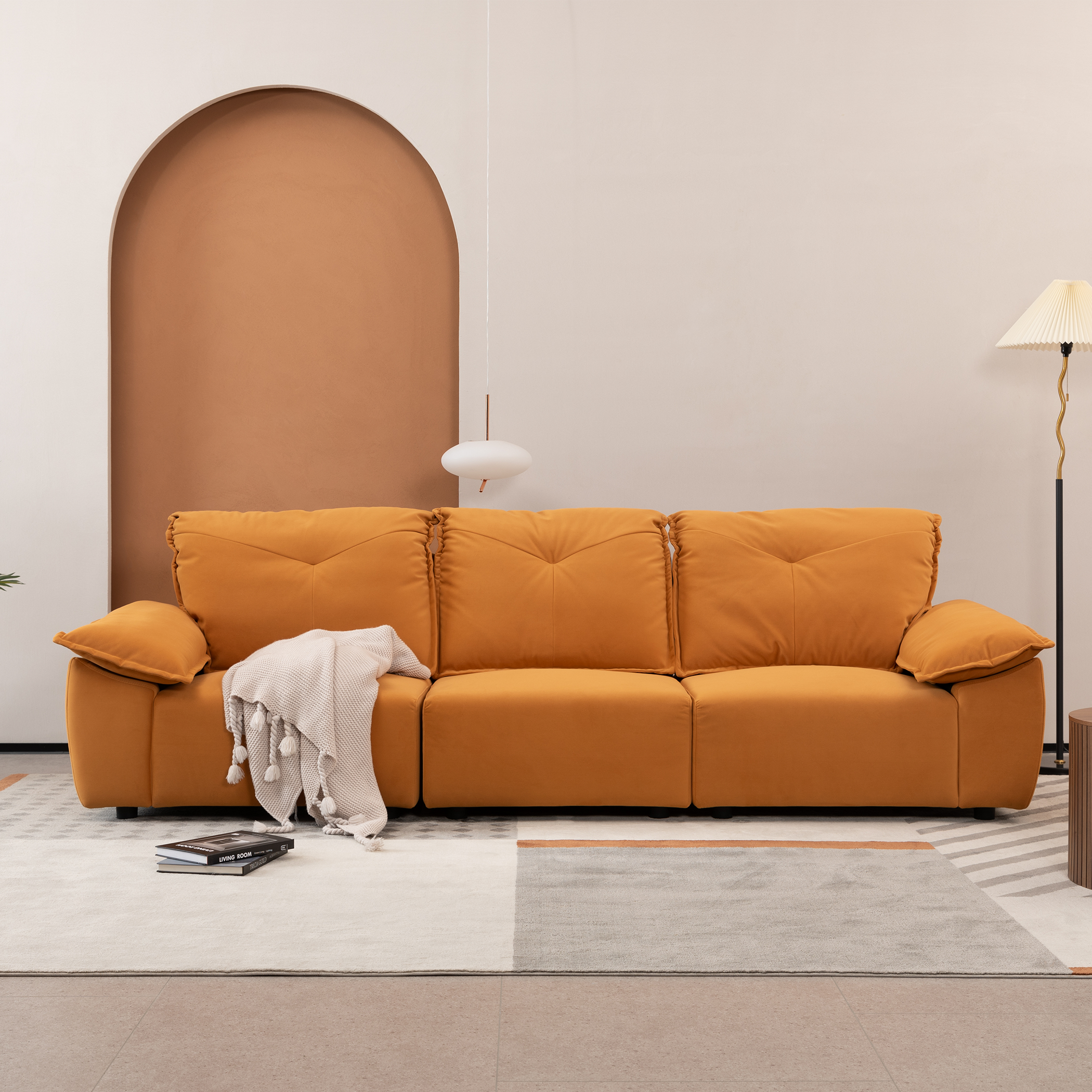 2239O Orange fabric, pillowcase can be removed for cleaning, backrest can also be removed, convenient and easy to care,Can put the living room, bedroom