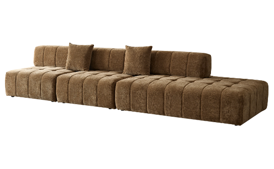 WKS3 Piano key combination sofa, 2 single seats plus 1 luxury cloth sofa, brown