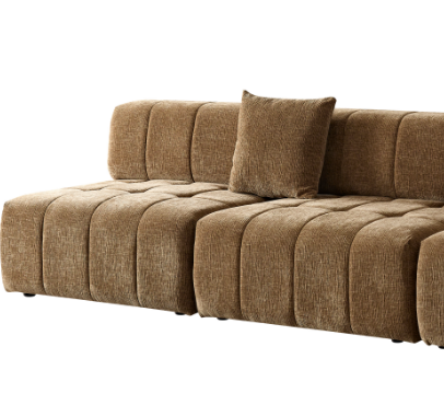 WKS3 Piano key combination sofa, 2 single seats plus 1 luxury cloth sofa, brown