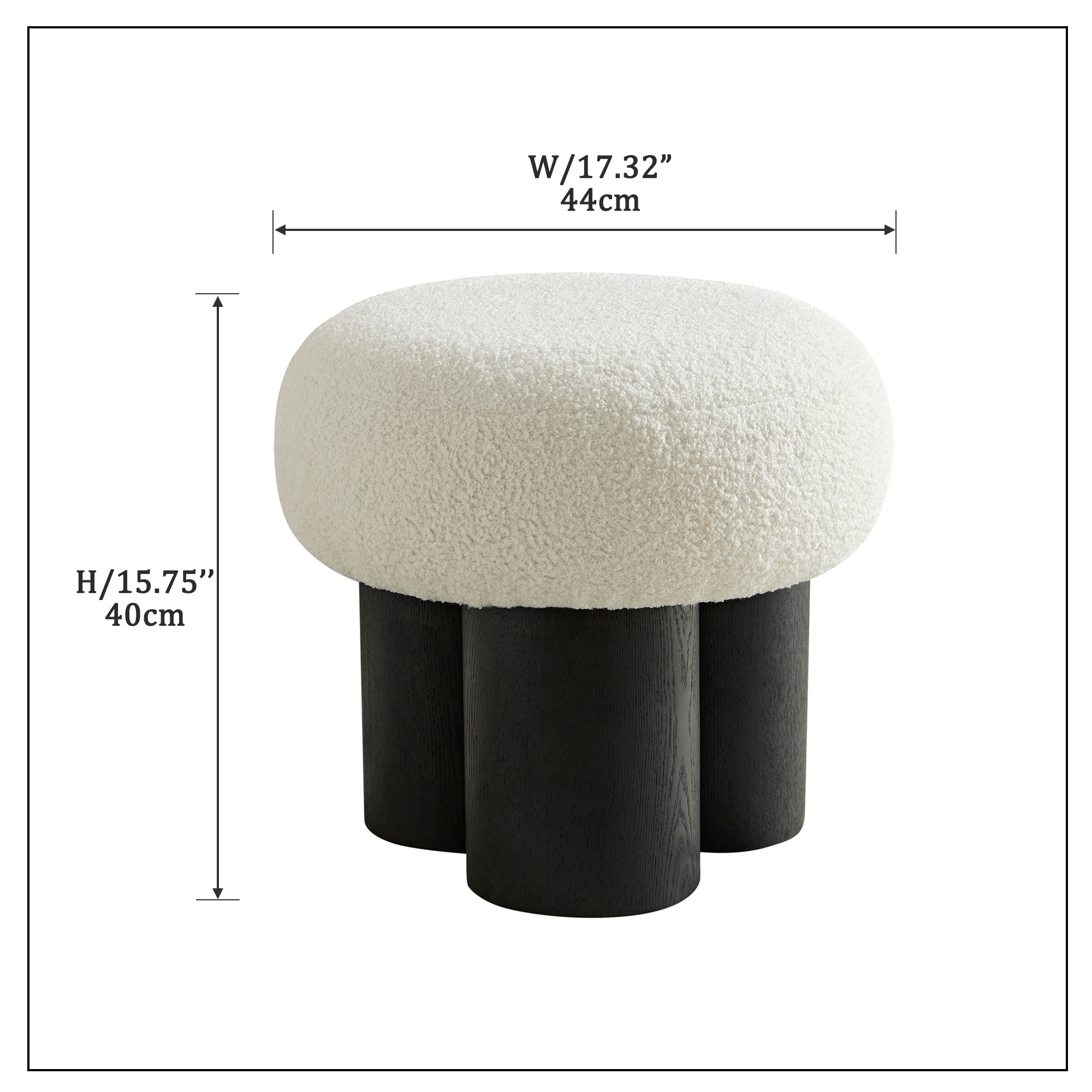 W8017-1 White lamb wool seat, barrel PVC pipe with black ash willow