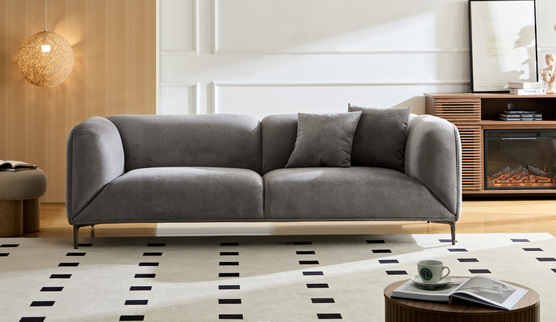 WKS2G Light gray sofa can be placed in the studio, living room, attic multiple scenes, modern style simple fashion, size 89.37* 35.43* high 28.74 inches