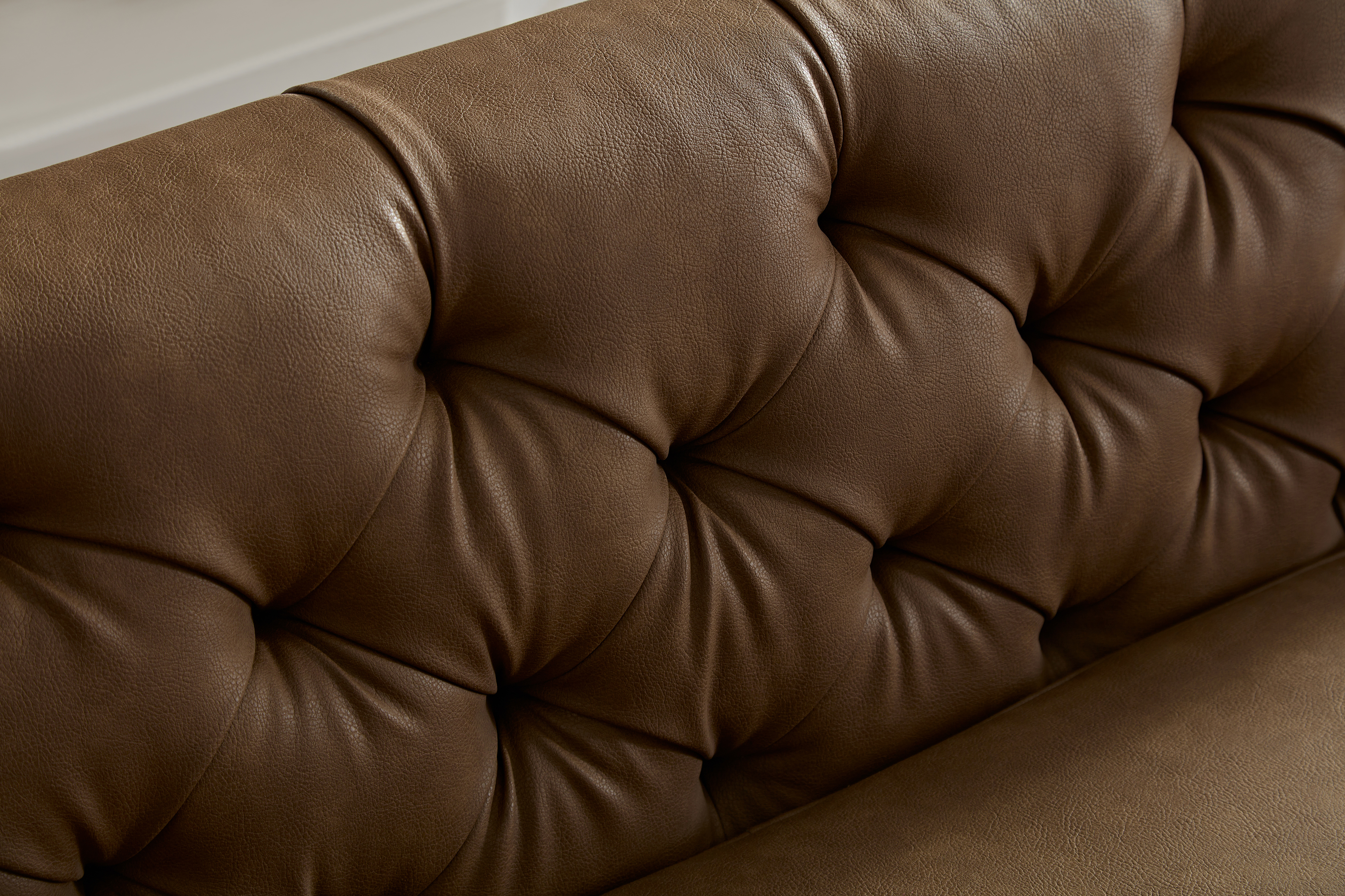 WKS5B brown leather sofa with iron feet, retro design