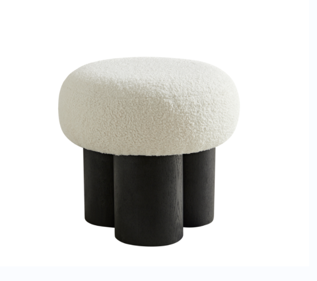 W8017-1 White lamb wool seat, barrel PVC pipe with black ash willow