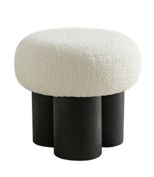 W8017-1 White lamb wool seat, barrel PVC pipe with black ash willow