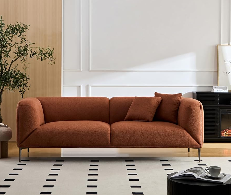 WKS2 Brown sofa can be placed in the studio, living room, attic multiple scenes, modern style simple fashion, size 89.37* 35.43* high 28.74 inches