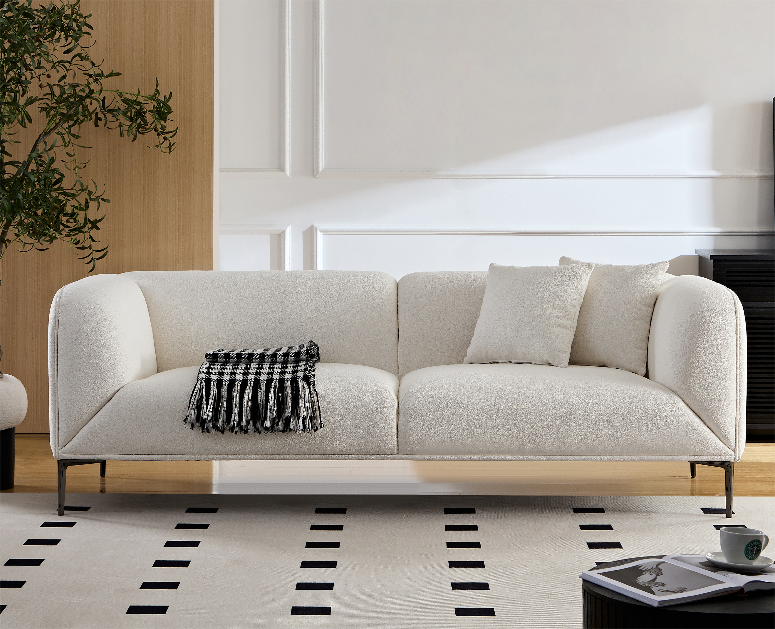 WKS2 White sofa can be placed in the studio, living room, attic multiple scenes, modern style simple fashion, size 89.37* 35.43* high 28.74 inches