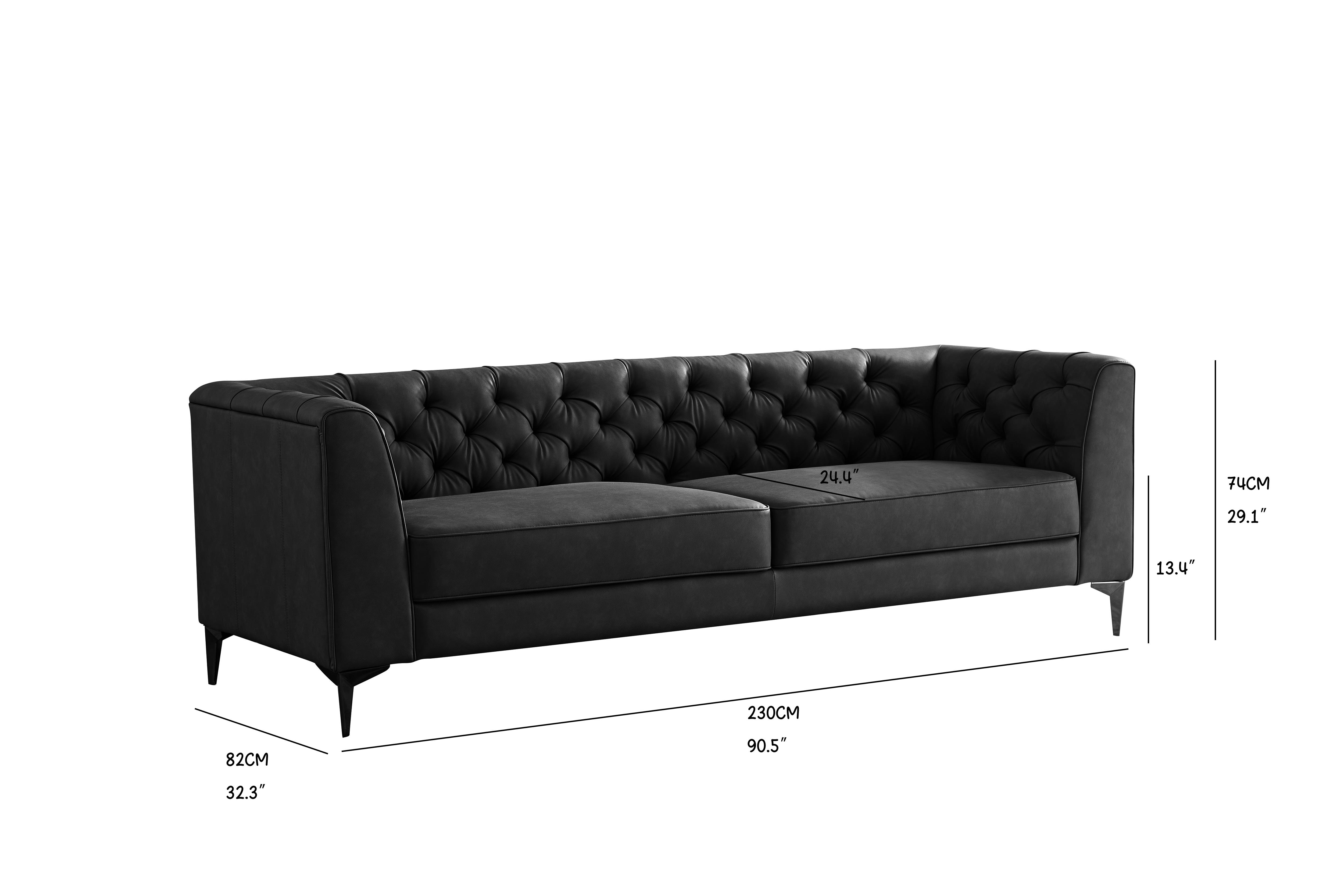 WKS5B brown leather sofa with iron feet, retro design