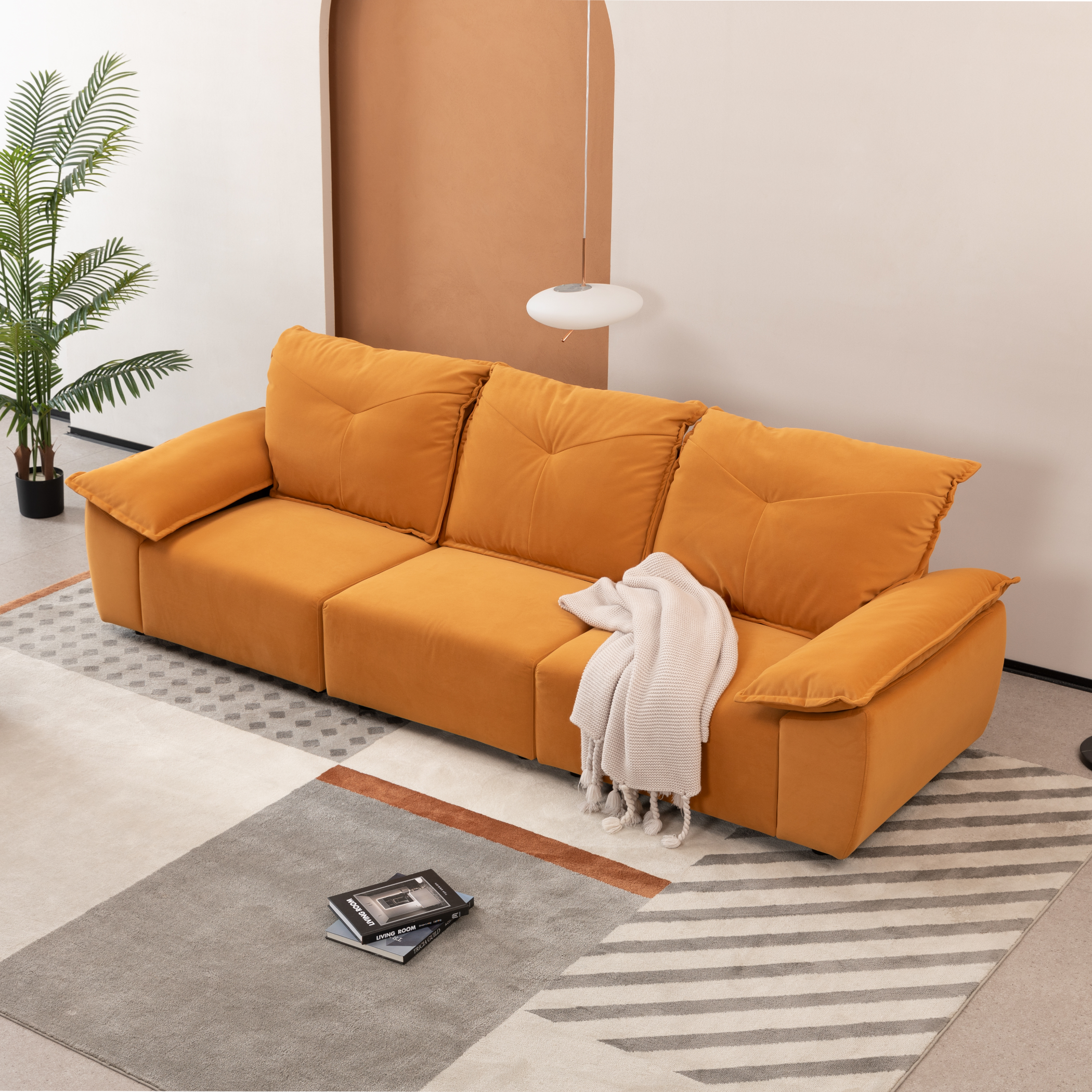 2239O Orange fabric, pillowcase can be removed for cleaning, backrest can also be removed, convenient and easy to care,Can put the living room, bedroom