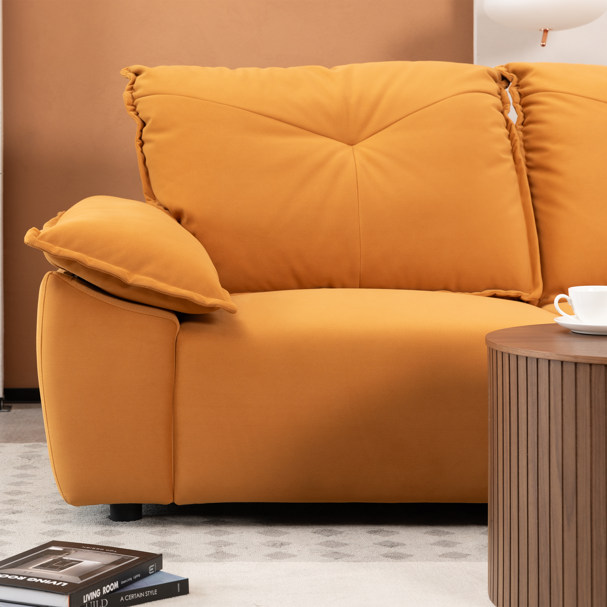 2239O Orange fabric, pillowcase can be removed for cleaning, backrest can also be removed, convenient and easy to care,Can put the living room, bedroom