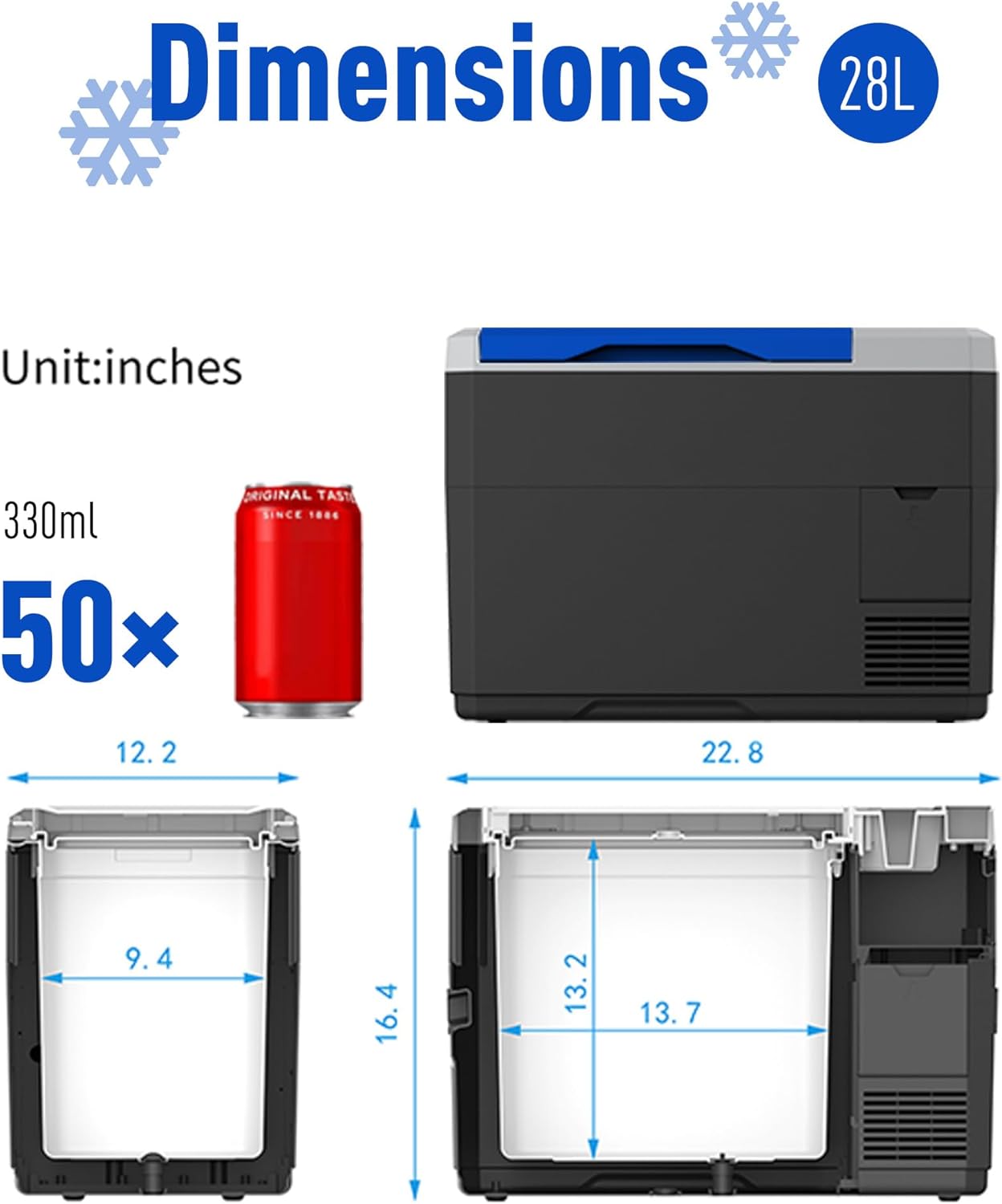 V28 Portable Refrigerator, 29Qt Car Freezer with APP Control,12V,45W Low Noice Cooler for RV, Boat