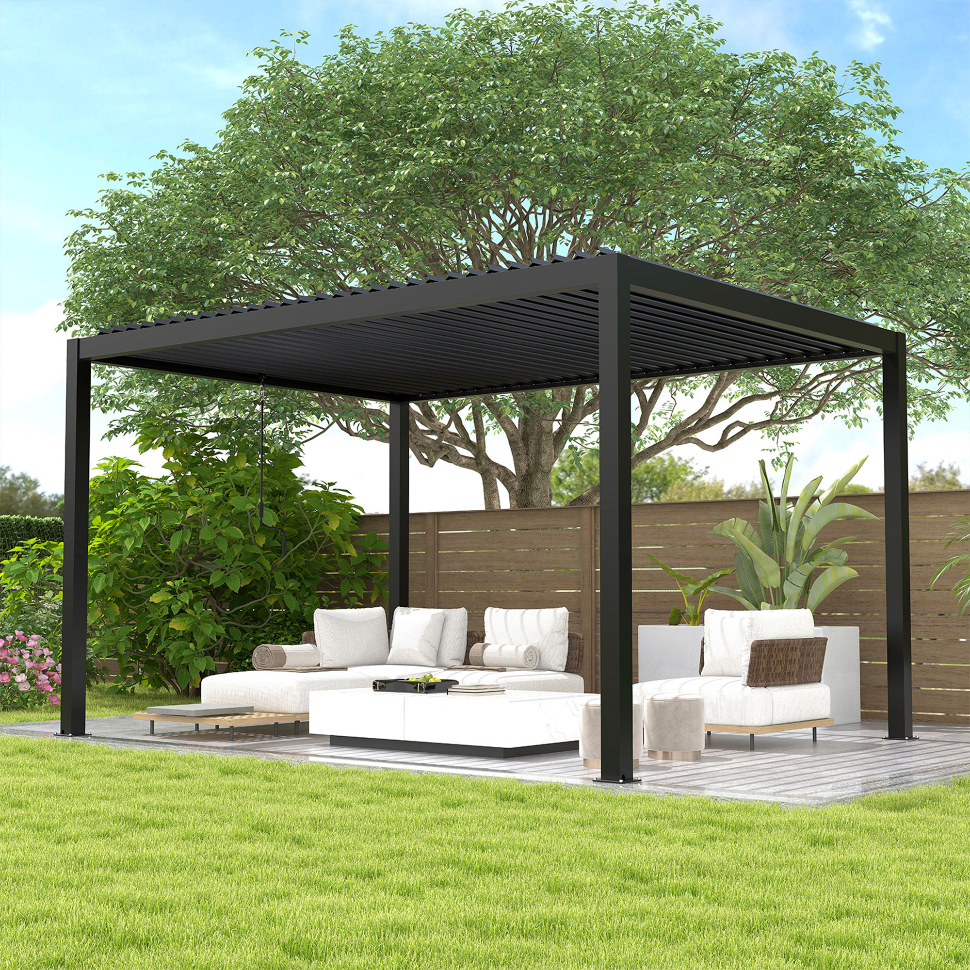 8640 Louver Pergola 10x13FT Aluminum Frame & Steel Louvers