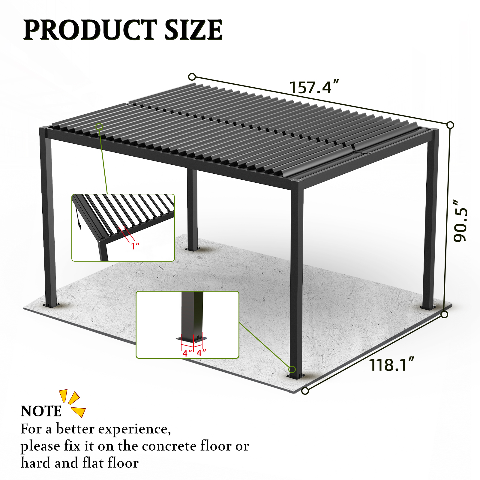 8610C Louver Pergola 10x13FT Aluminum Frame & Louvers