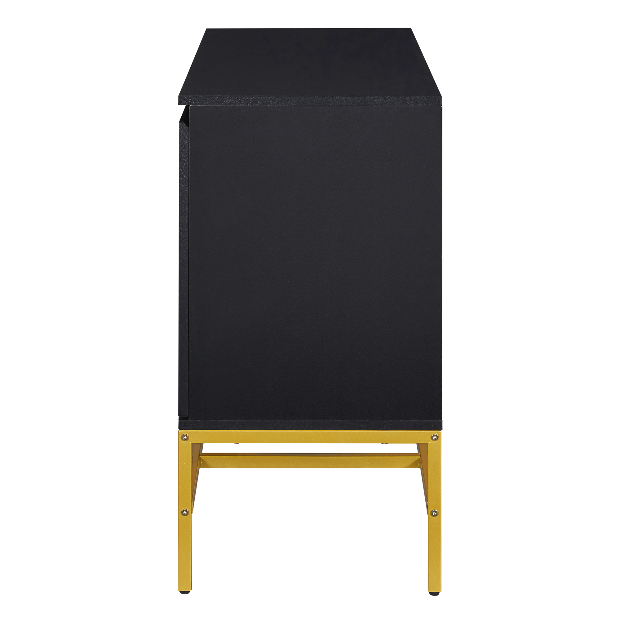 TREXM Minimalist & Luxury Cabinet Two Door Sideboard with Gold Metal Legs for Living Room, Dining Room (Black)