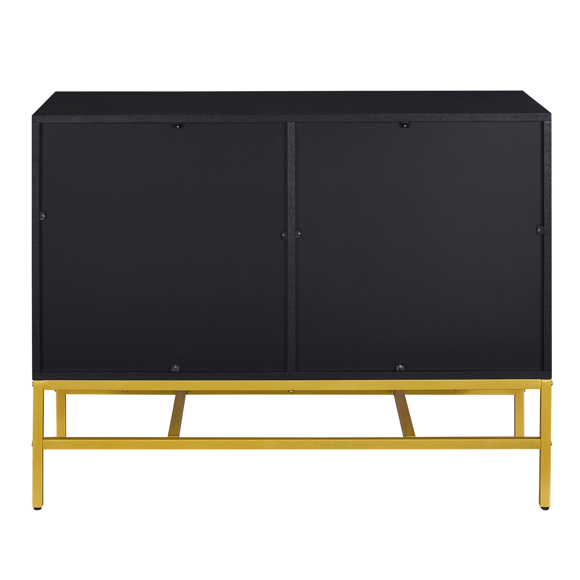 TREXM Minimalist & Luxury Cabinet Two Door Sideboard with Gold Metal Legs for Living Room, Dining Room (Black)