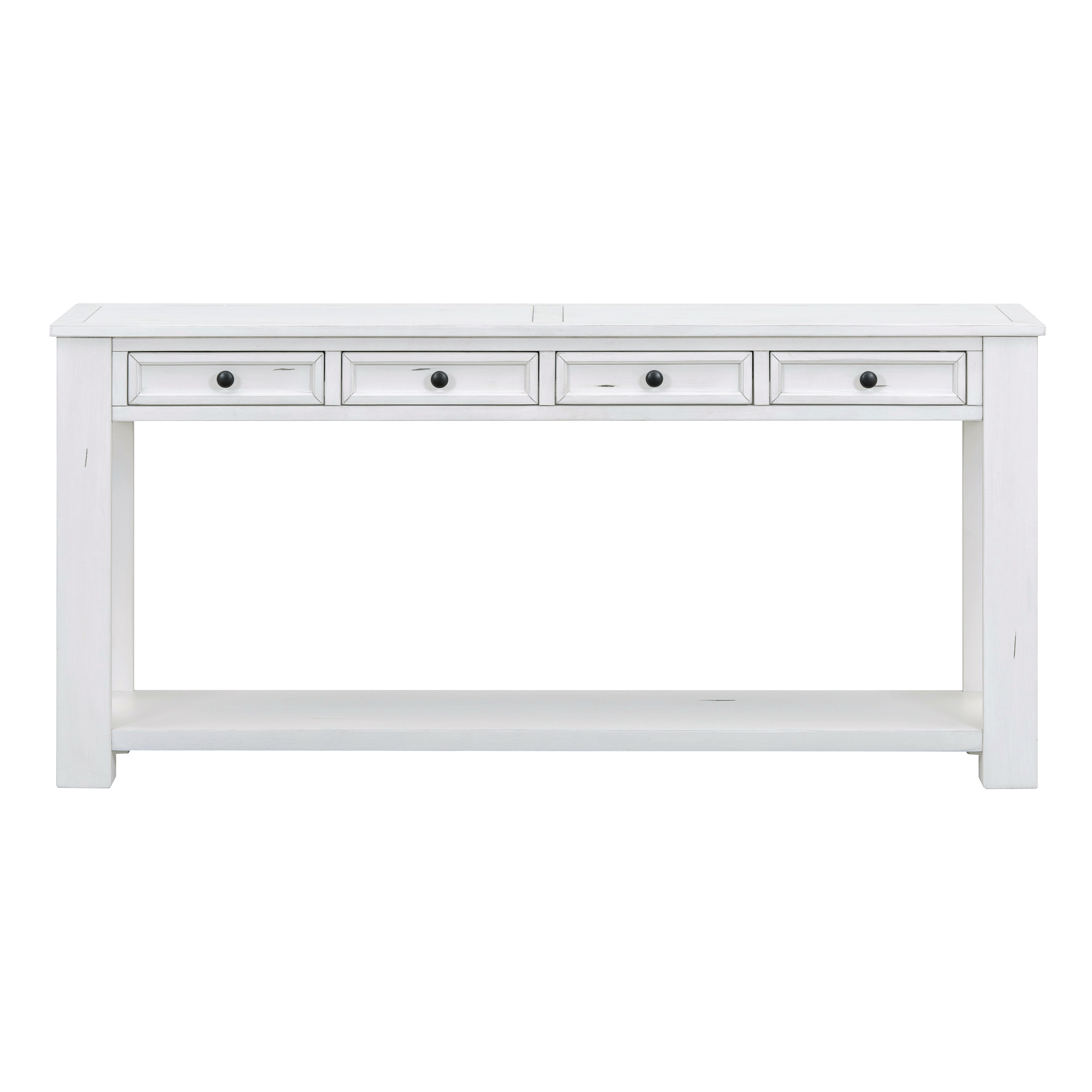 TREXM Console Table/Sofa Table with Storage Drawers and Bottom Shelf for Entryway Hallway(Antique White)