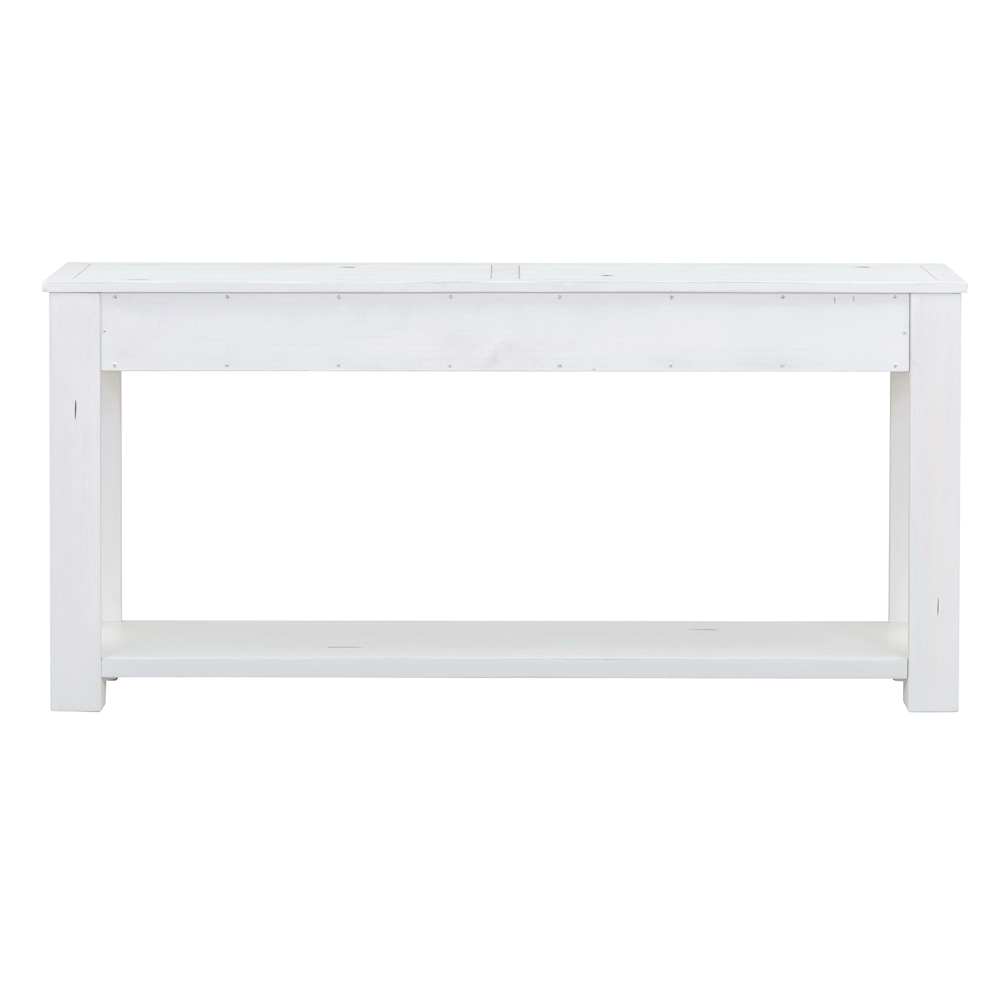 TREXM Console Table/Sofa Table with Storage Drawers and Bottom Shelf for Entryway Hallway(Antique White)