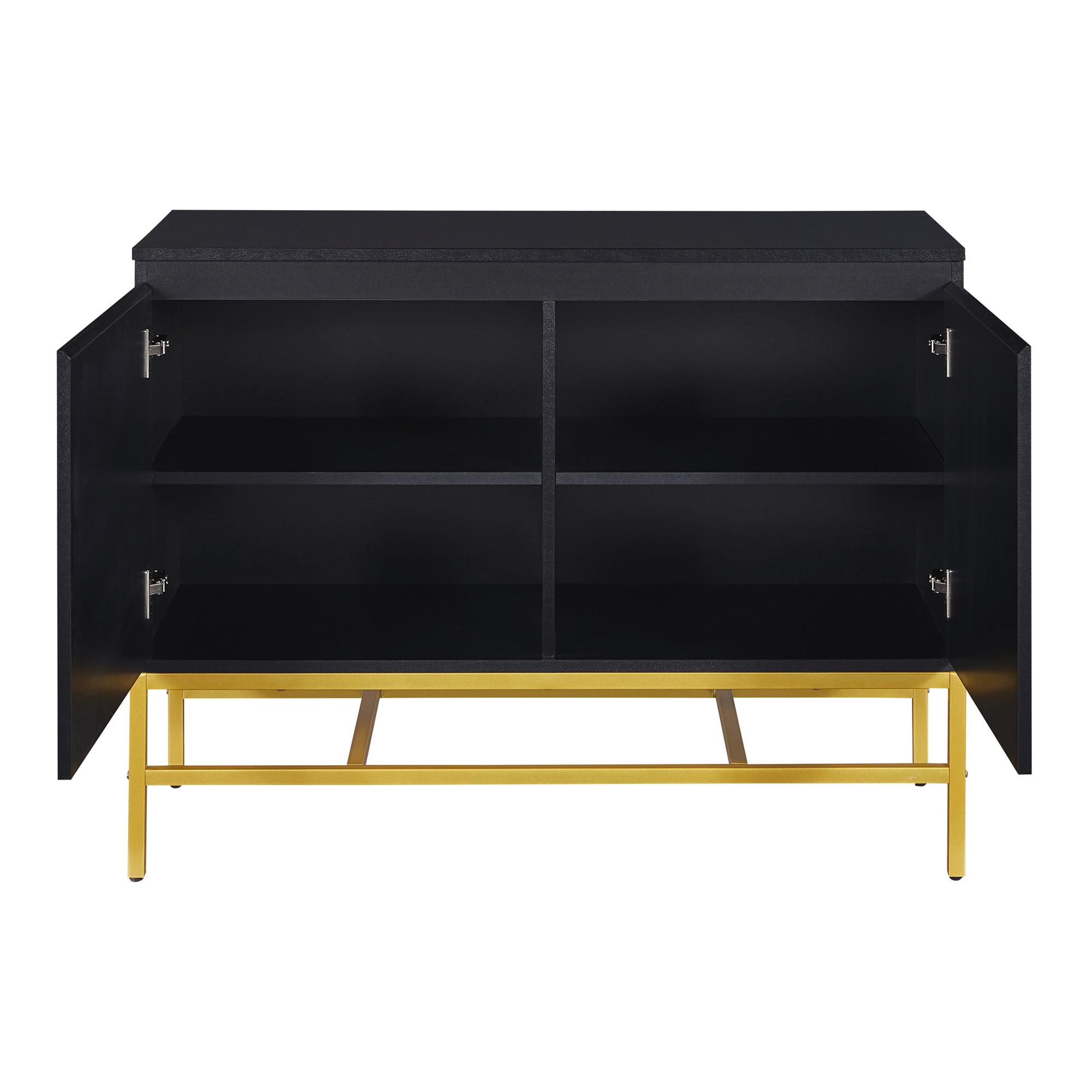 TREXM Minimalist & Luxury Cabinet Two Door Sideboard with Gold Metal Legs for Living Room, Dining Room (Black)