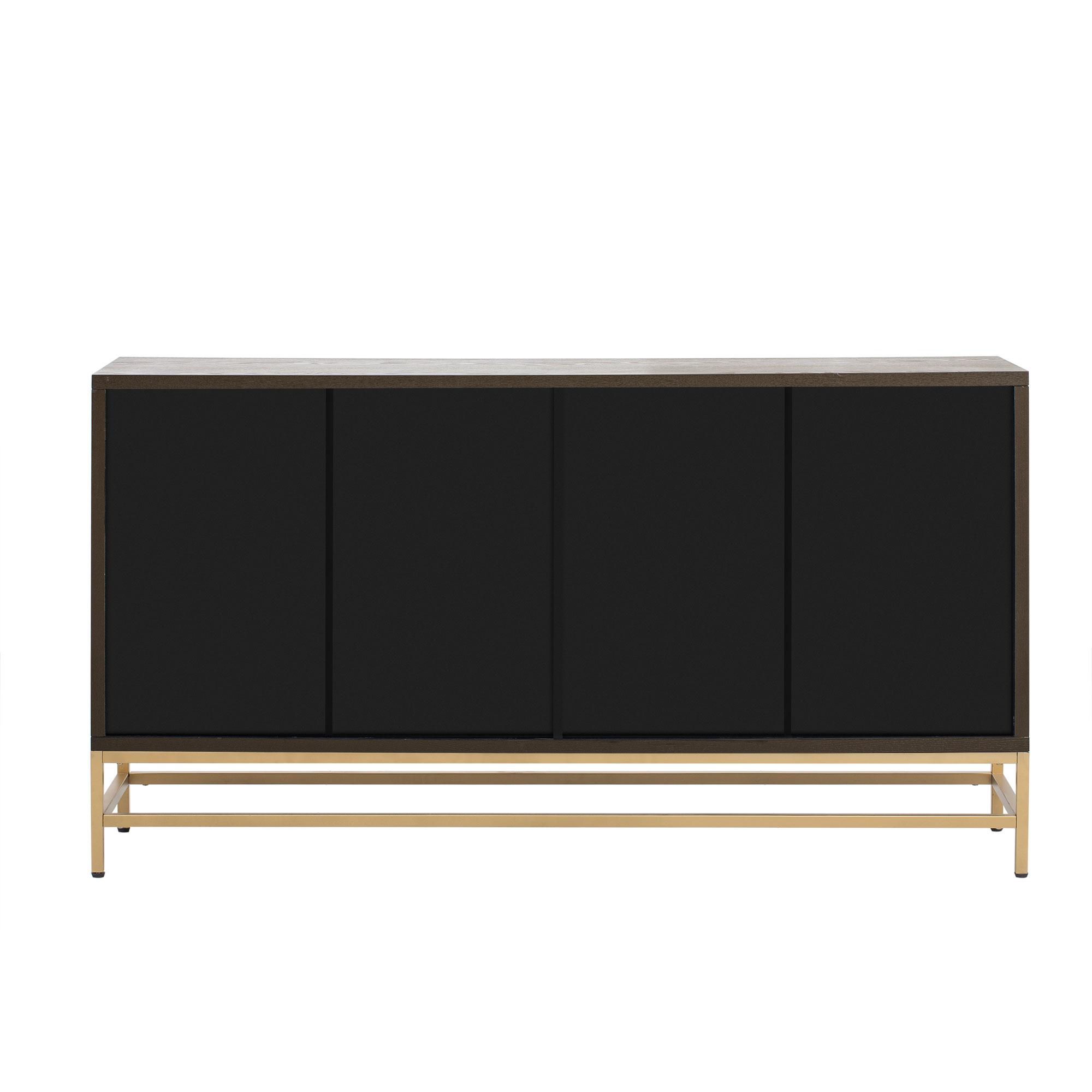 TREXM Retro Style Sideboard with Adjustable Shelves, Rectangular Metal Handles and Legs for  Kitchen, Living room, and Dining Room  (Espresso)