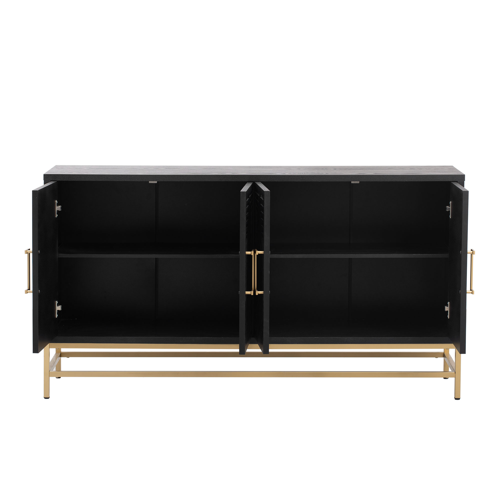 TREXM Retro Style Sideboard with Adjustable Shelves, Rectangular Metal Handles and Legs for  Kitchen, Living room, and Dining Room  (Black)