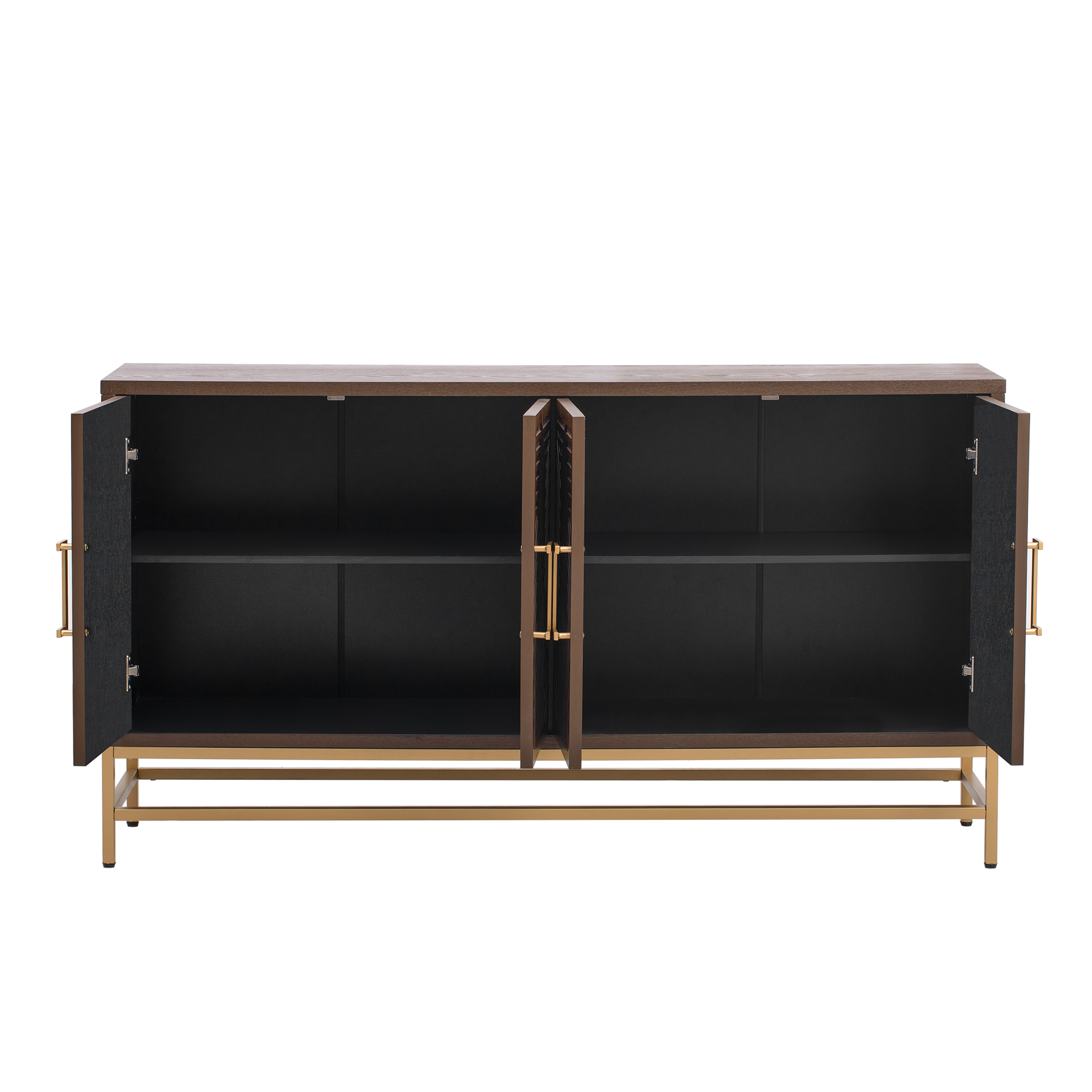 TREXM Retro Style Sideboard with Adjustable Shelves, Rectangular Metal Handles and Legs for  Kitchen, Living room, and Dining Room  (Espresso)