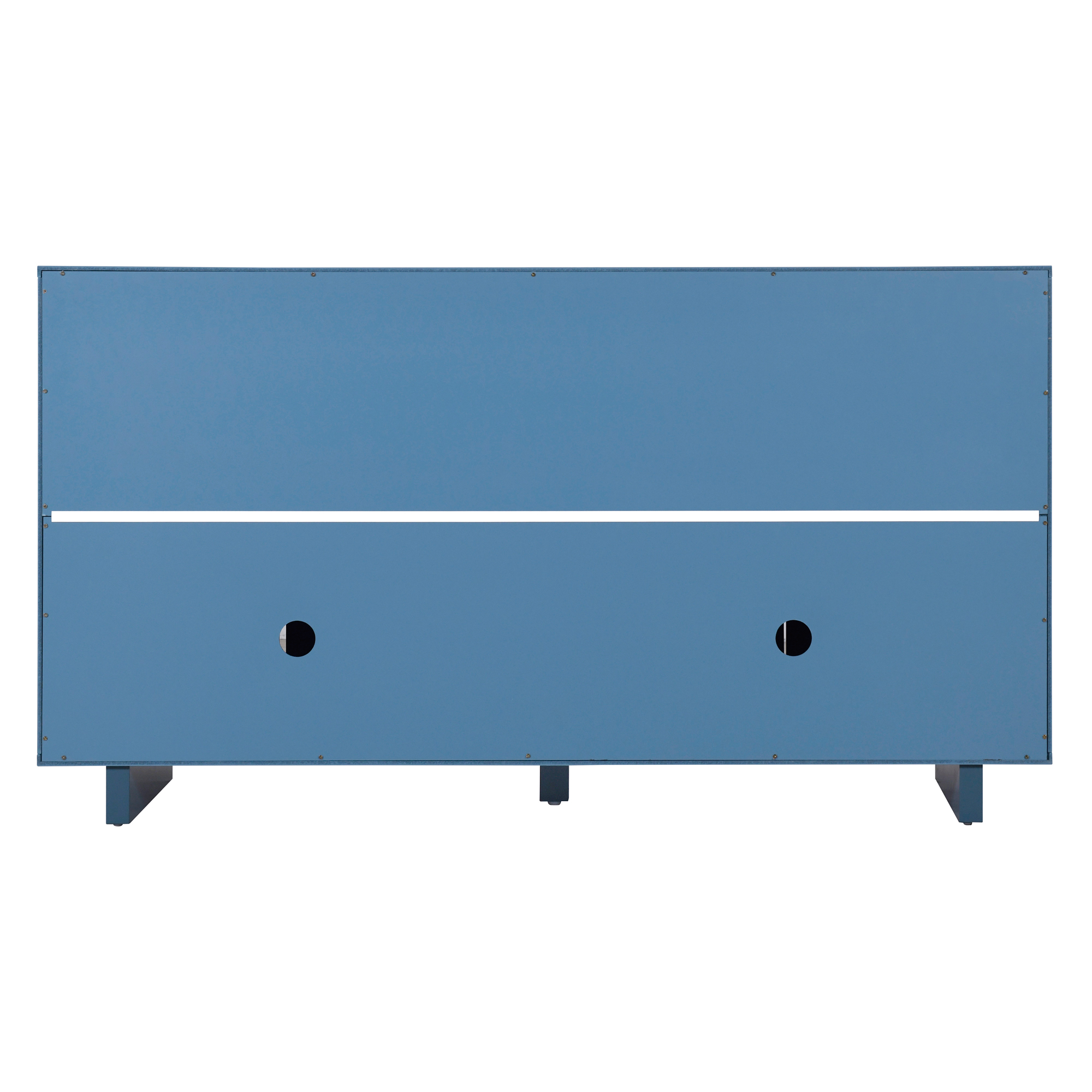 TREXM Modern Style Sideboard with Superior Storage Space, Hollow Door Design and 2 Adjustable Shelves for Living Room and Dining Room (Navy Blue)