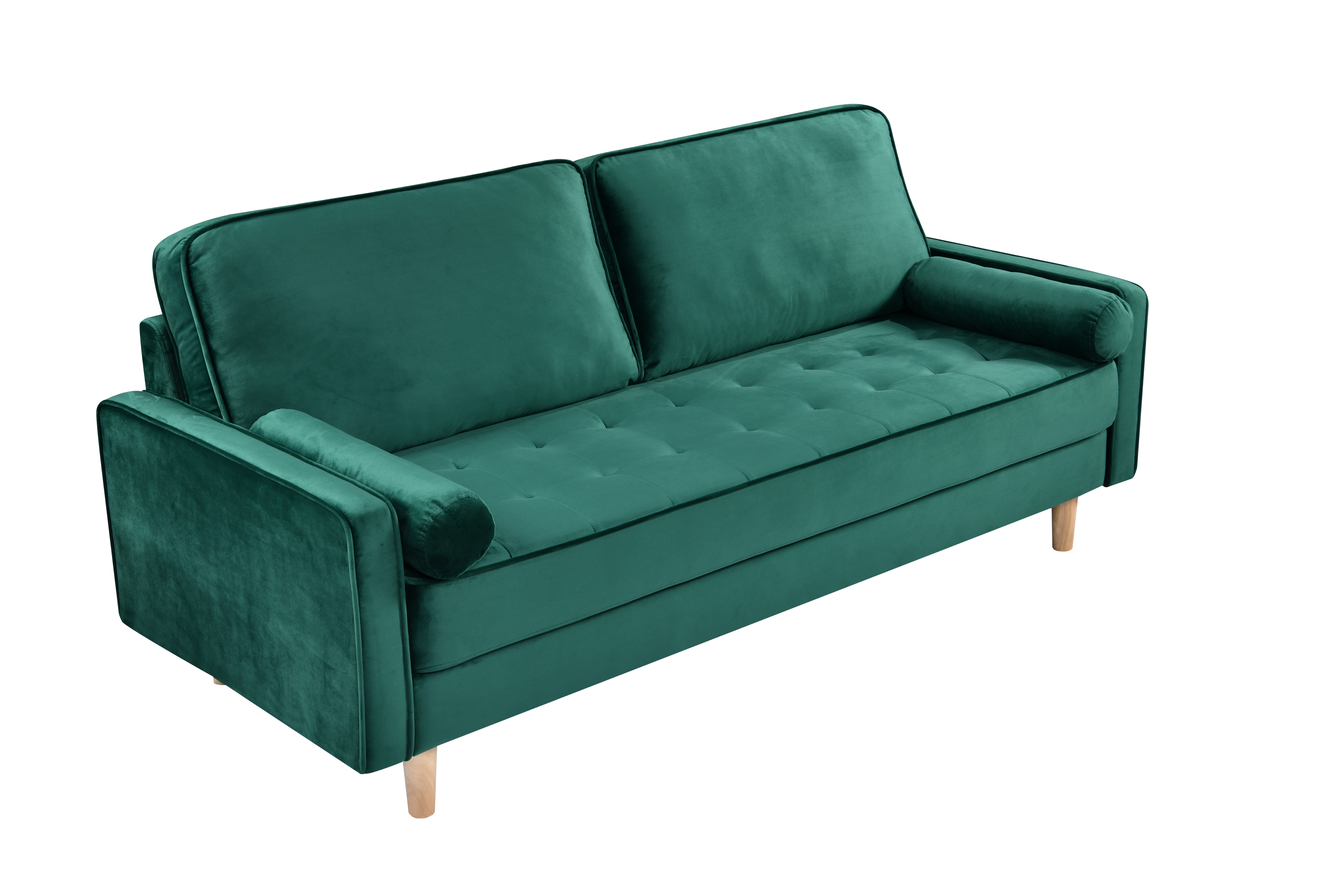 Sofa Simple Small House Double Three Person Straight Row American Retro Green Velvet Furniture Fabric Sofa Small Living Room Bedroom Office