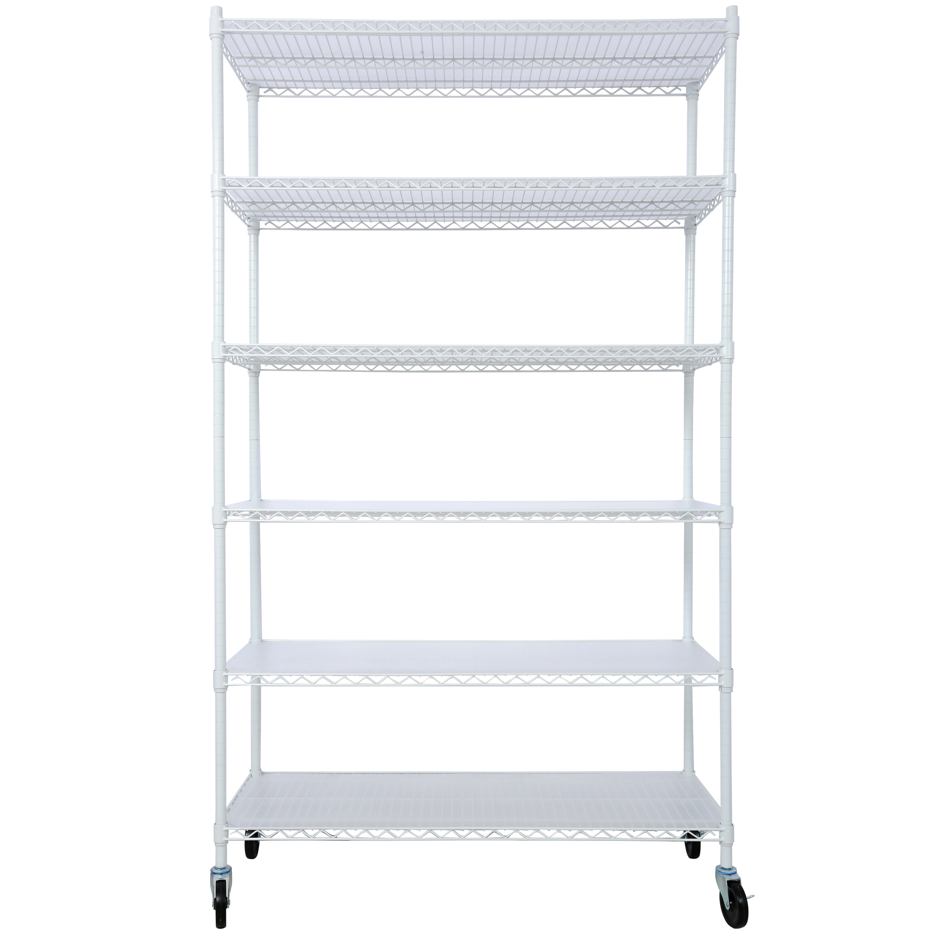 6 Tier 6000lbs Capacity NSF Metal Shelf Wire Shelving Unit, Heavy Duty Adjustable Storage Rack with Wheels & Shelf Liners for Commercial Grade Utility Steel Storage Rack, White- 82"H x 48"L x 18"D