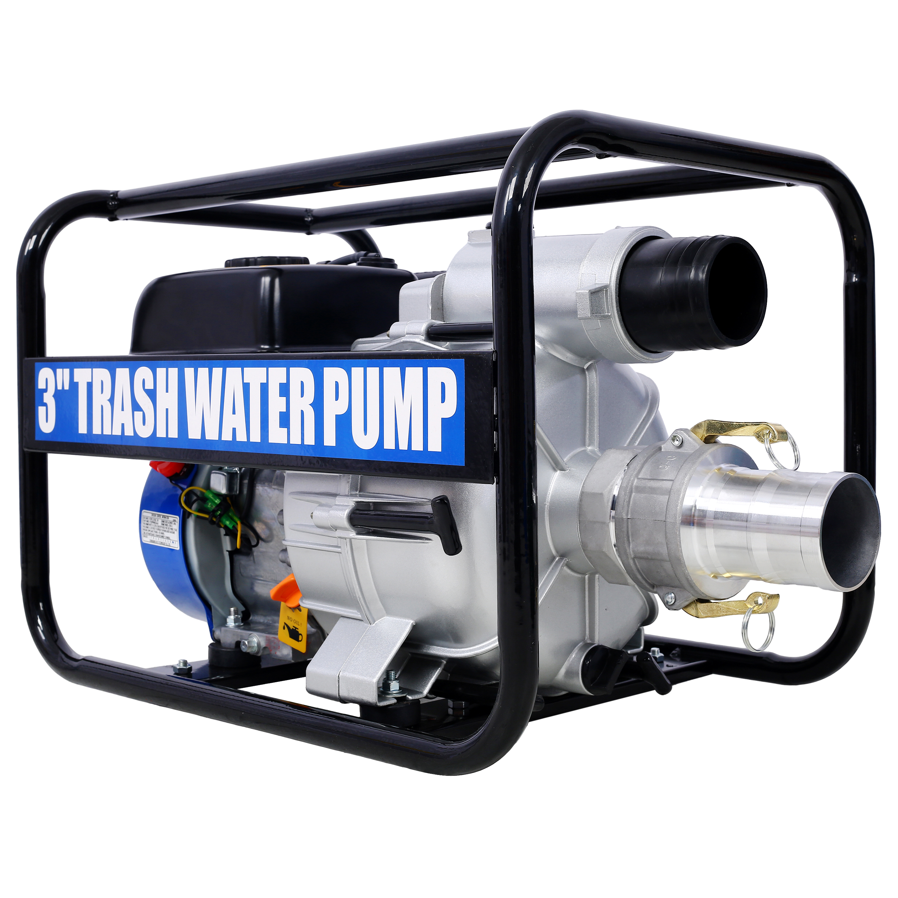 Trash Pump 3 inch, 209cc 7HP 4 stroke OHV ENGINE, Gas Powered Full Trash Water Pump 50 ft Discharge Hose, 12 ft Suction Hose with Complete Fittings,EPA compliant