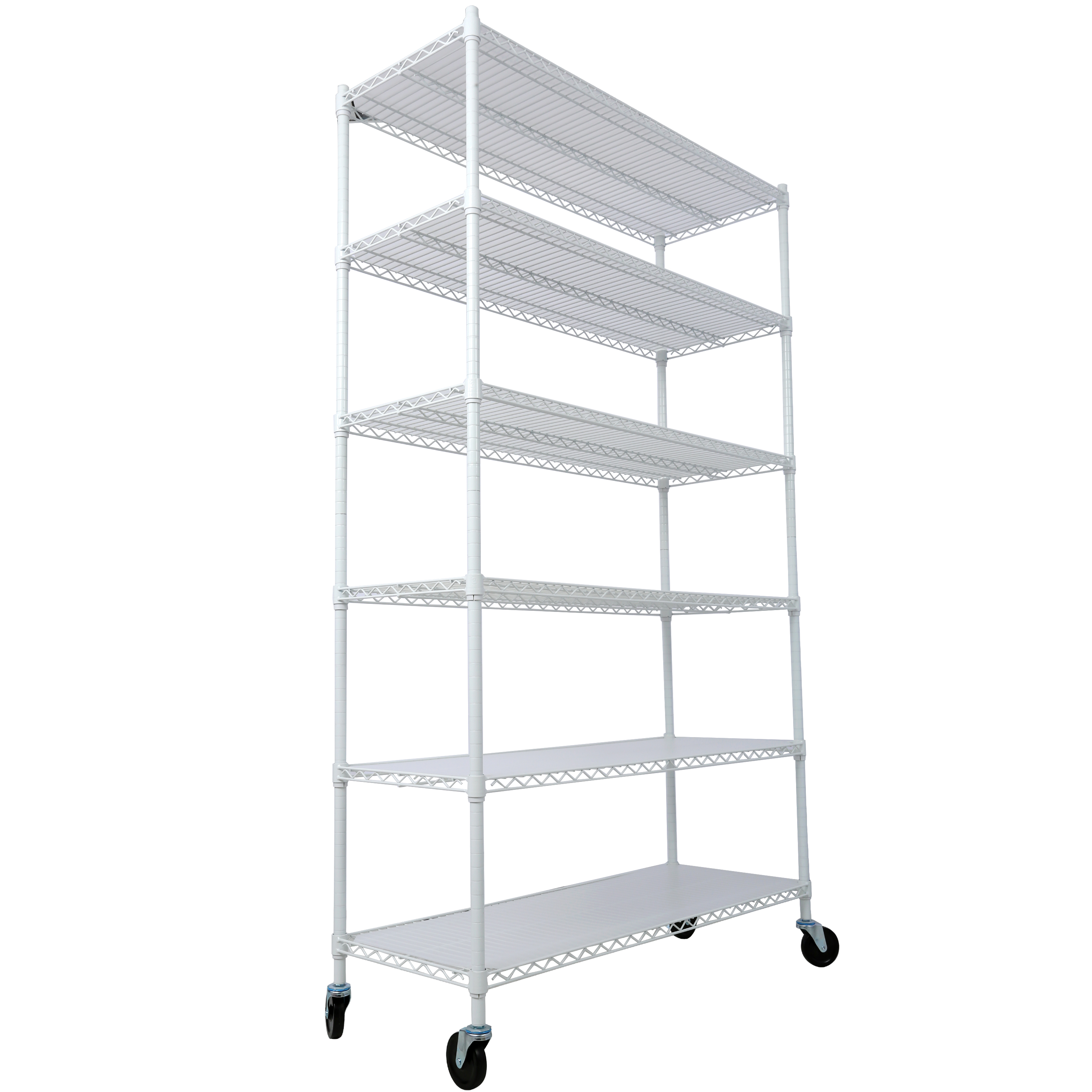 6 Tier 6000lbs Capacity NSF Metal Shelf Wire Shelving Unit, Heavy Duty Adjustable Storage Rack with Wheels & Shelf Liners for Commercial Grade Utility Steel Storage Rack, white - 84"H x 48"L x 20"D