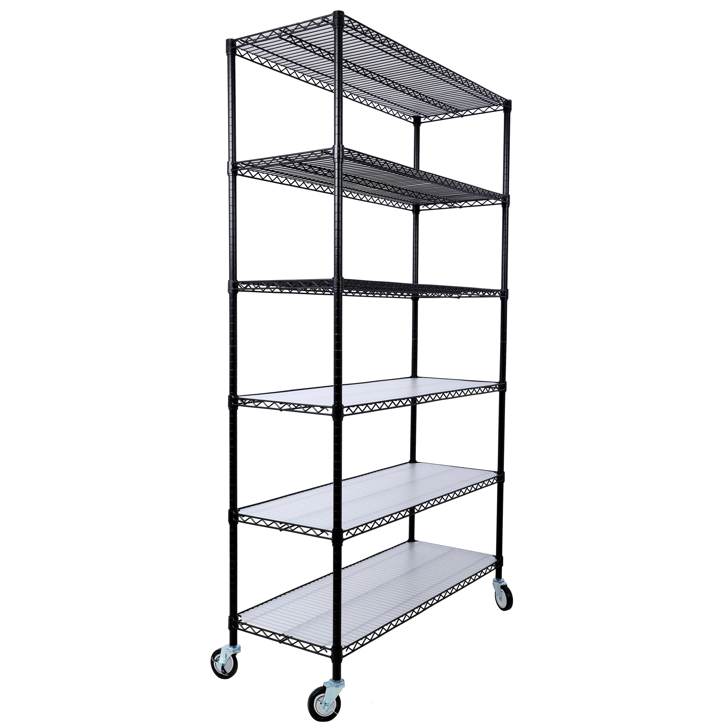 6 Tier 6000lbs Capacity NSF Metal Shelf Wire Shelving Unit, Heavy Duty Adjustable Storage Rack with Wheels & Shelf Liners for Commercial Grade Utility Steel Storage Rack, Black - 82"H x 48"L x 18"D