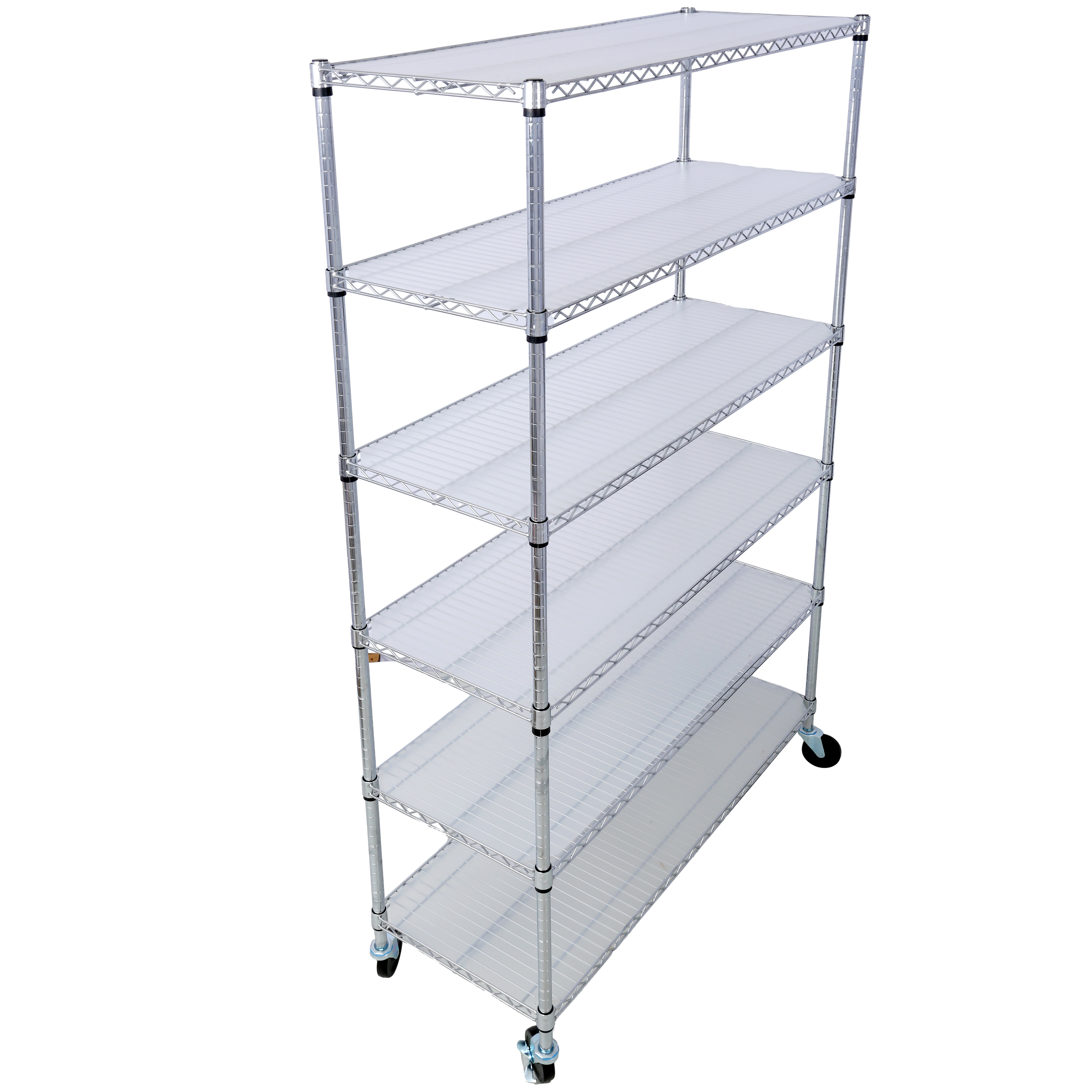 6 Tier 6000lbs Capacity NSF Metal Shelf Wire Shelving Unit, Heavy Duty Adjustable Storage Rack with Wheels & Shelf Liners for Commercial Grade Utility Steel Storage Rack, chrome- 84"H x 48"L x 20"D