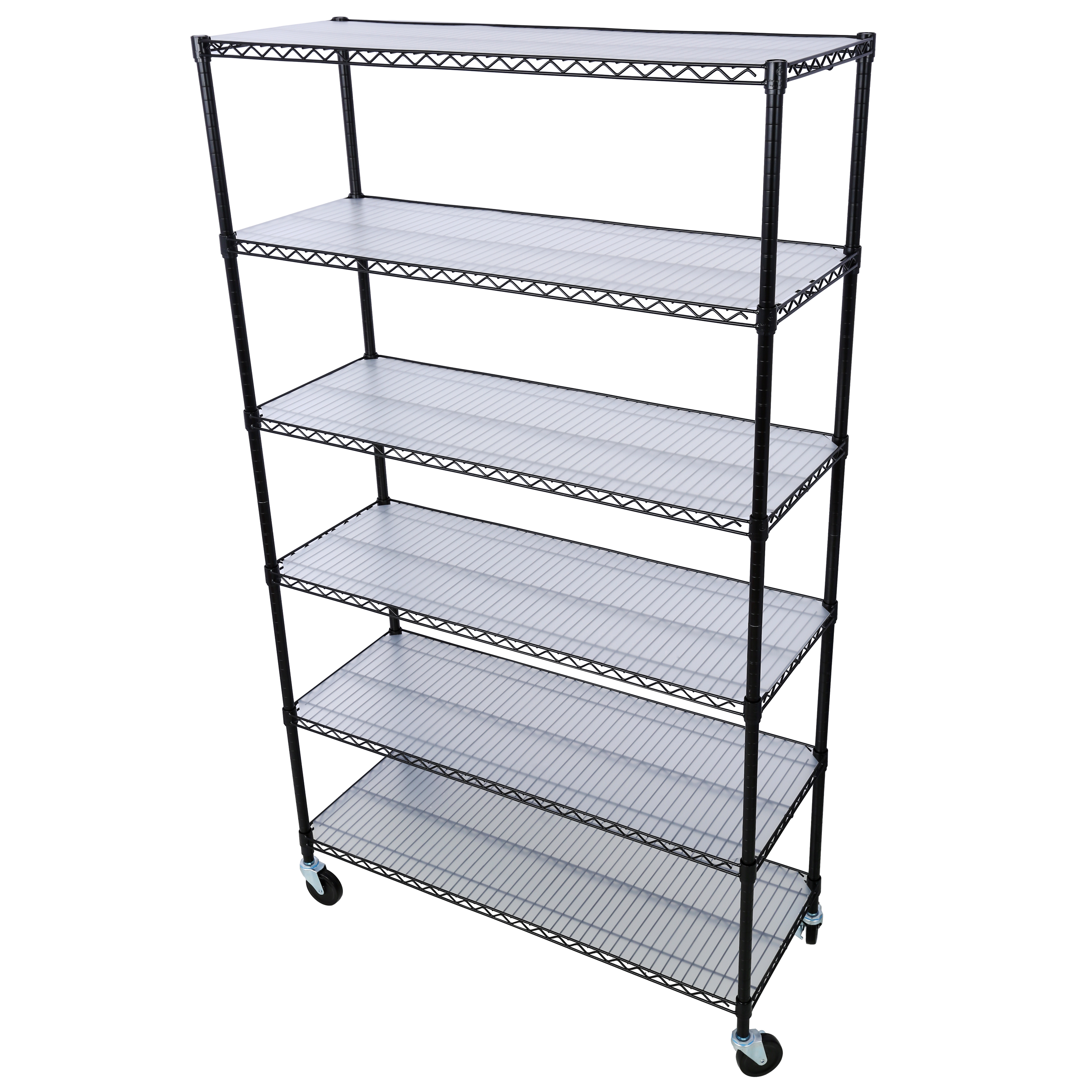 6 Tier 6000lbs Capacity NSF Metal Shelf Wire Shelving Unit, Heavy Duty Adjustable Storage Rack with Wheels & Shelf Liners for Commercial Grade Utility Steel Storage Rack, Black - 82"H x 48"L x 18"D