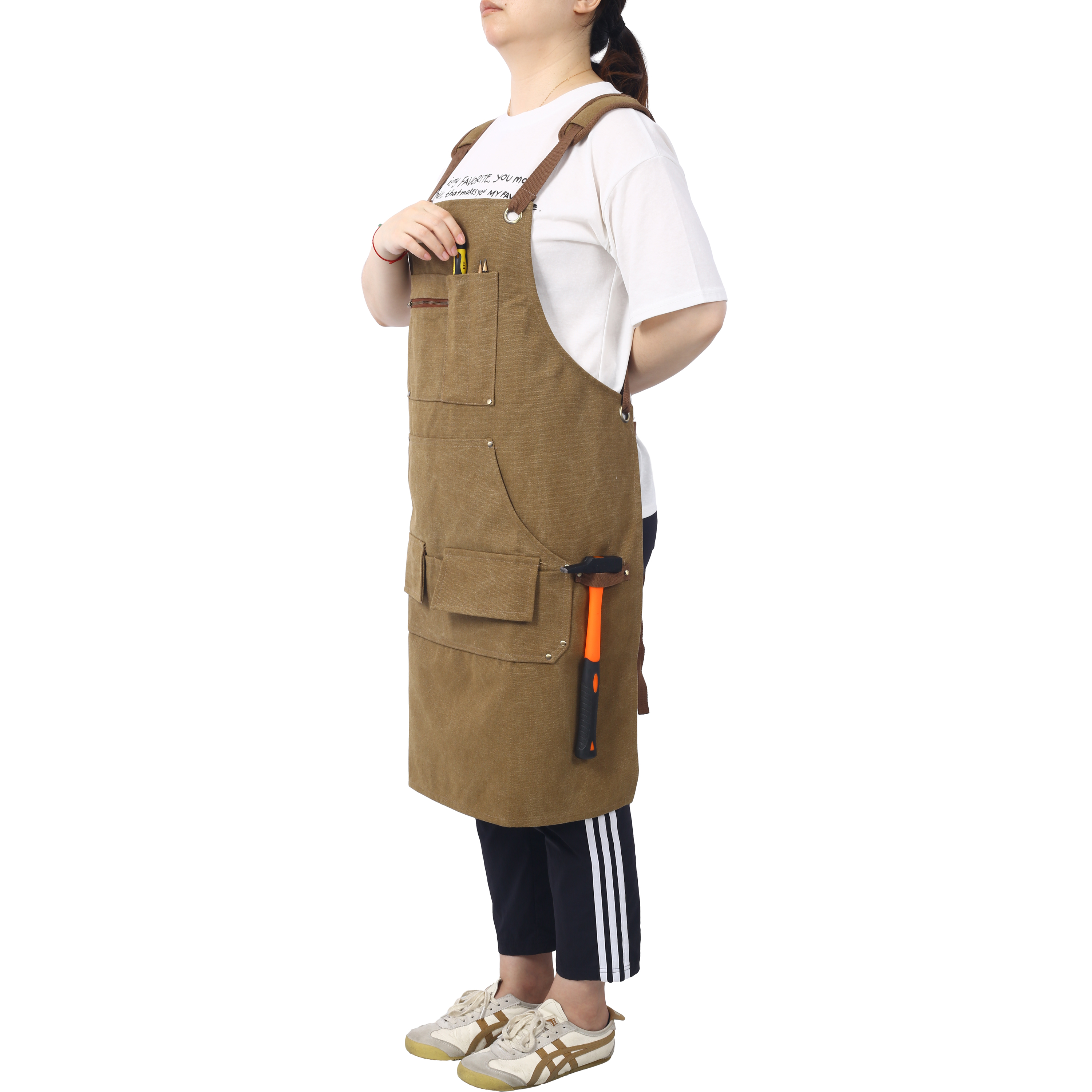 Long Heavy Duty  Canvas Tool Apron, Carpenter Aprons, Woodworking Aprons, Carpenters 16 Oz ,Fully Adjustable to Comfortably Fit Men and Women ,not waxed