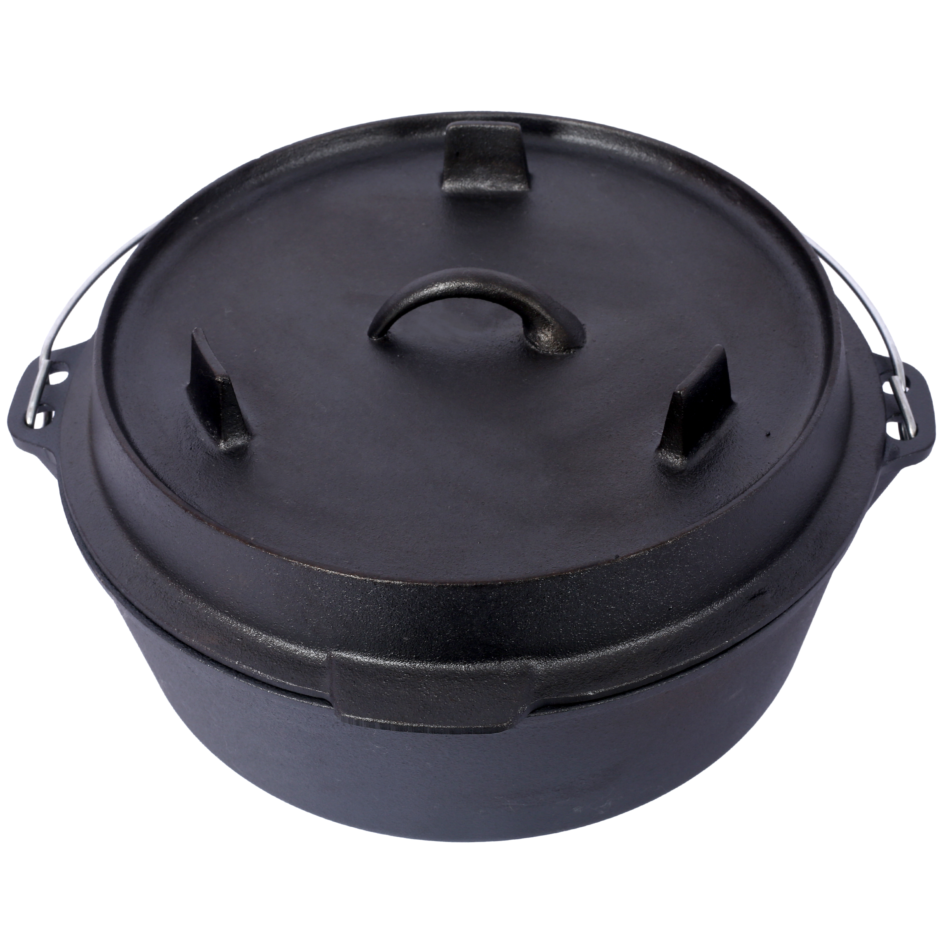 pre-Seasoned Cast Iron Dutch Oven With Skillet Lid, Outdoor Camping Deep Pot for Camping Fireplace Cooking BBQ Baking Campfire, Leg Base,6 Quart