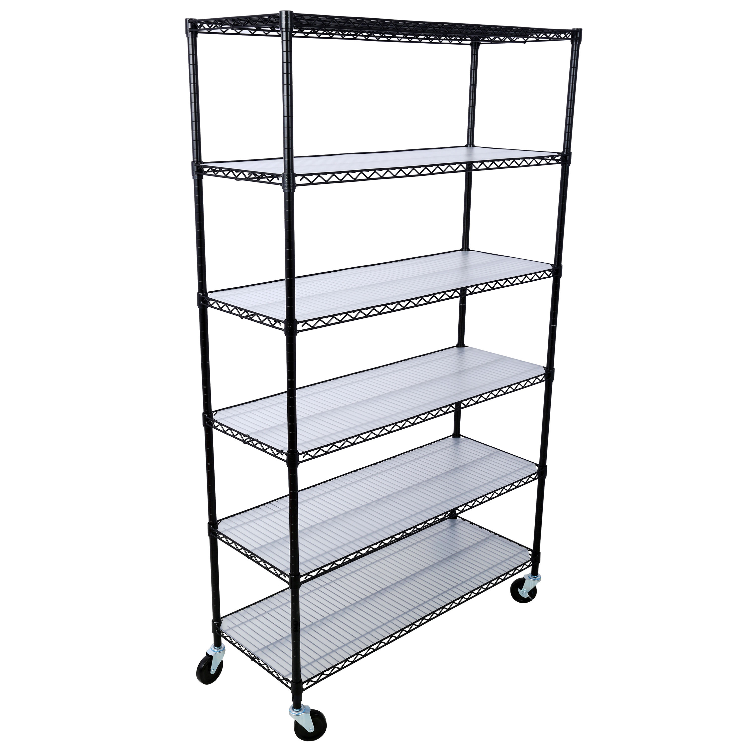 6 Tier 6000lbs Capacity NSF Metal Shelf Wire Shelving Unit, Heavy Duty Adjustable Storage Rack with Wheels & Shelf Liners for Commercial Grade Utility Steel Storage Rack, Black - 82"H x 48"L x 18"D