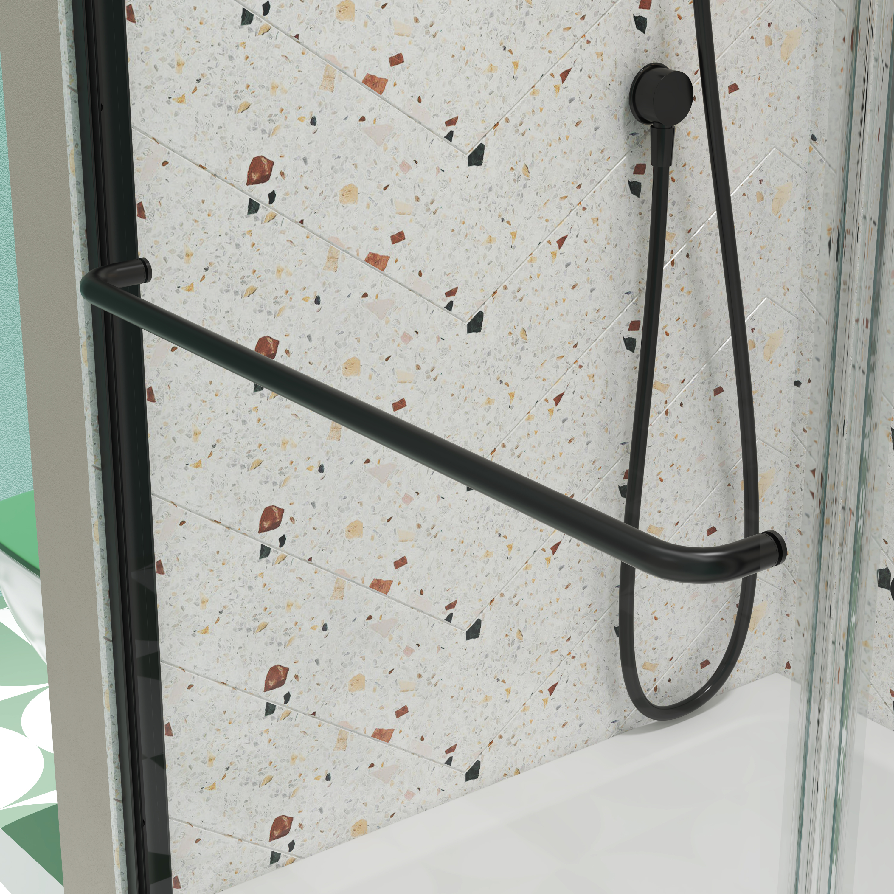 Bypass shower door, sliding door, with 1/4" tempered glass and Matted black finish