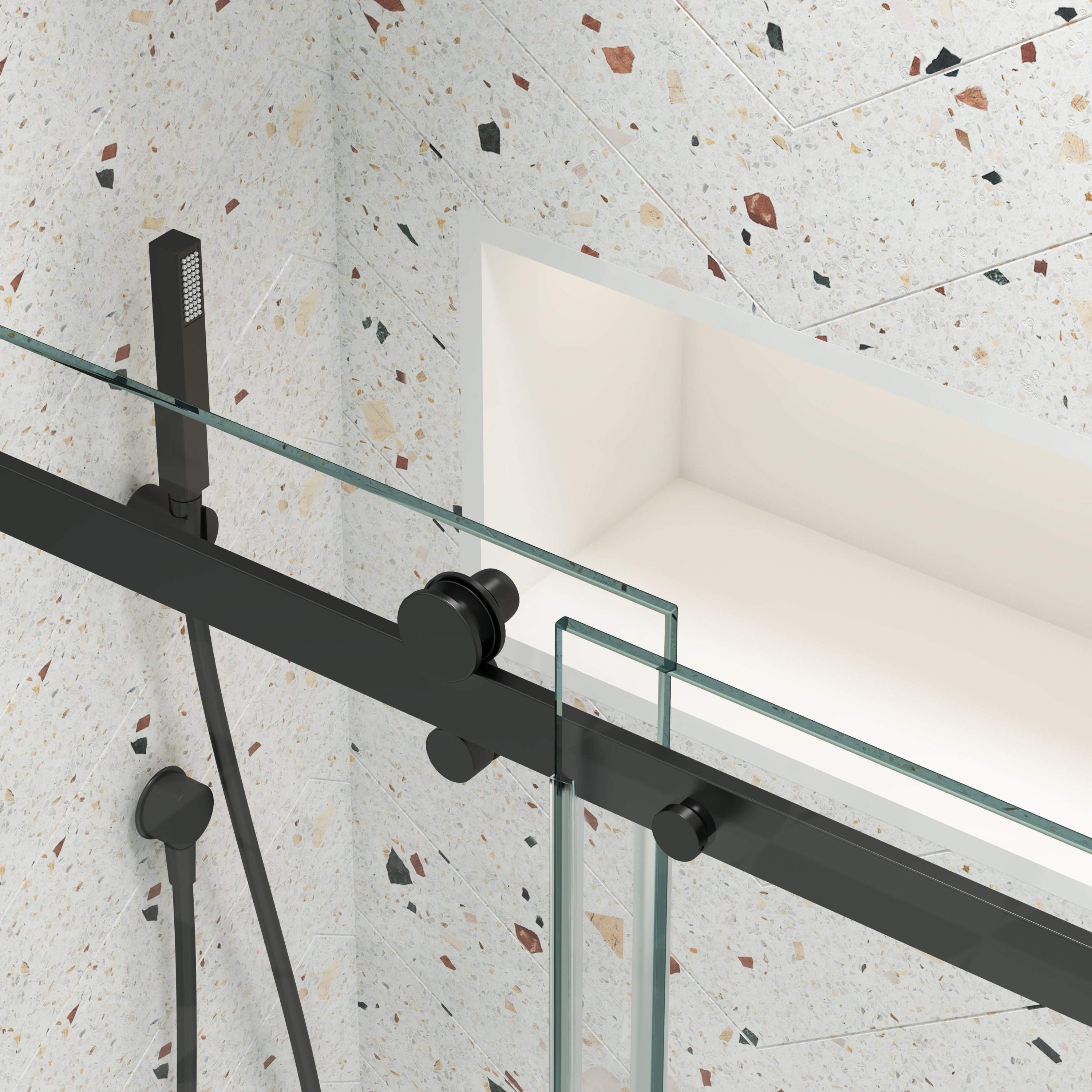 Bathtub shower door, sliding door, with 5/16" tempered glass and Matted black finish 6058