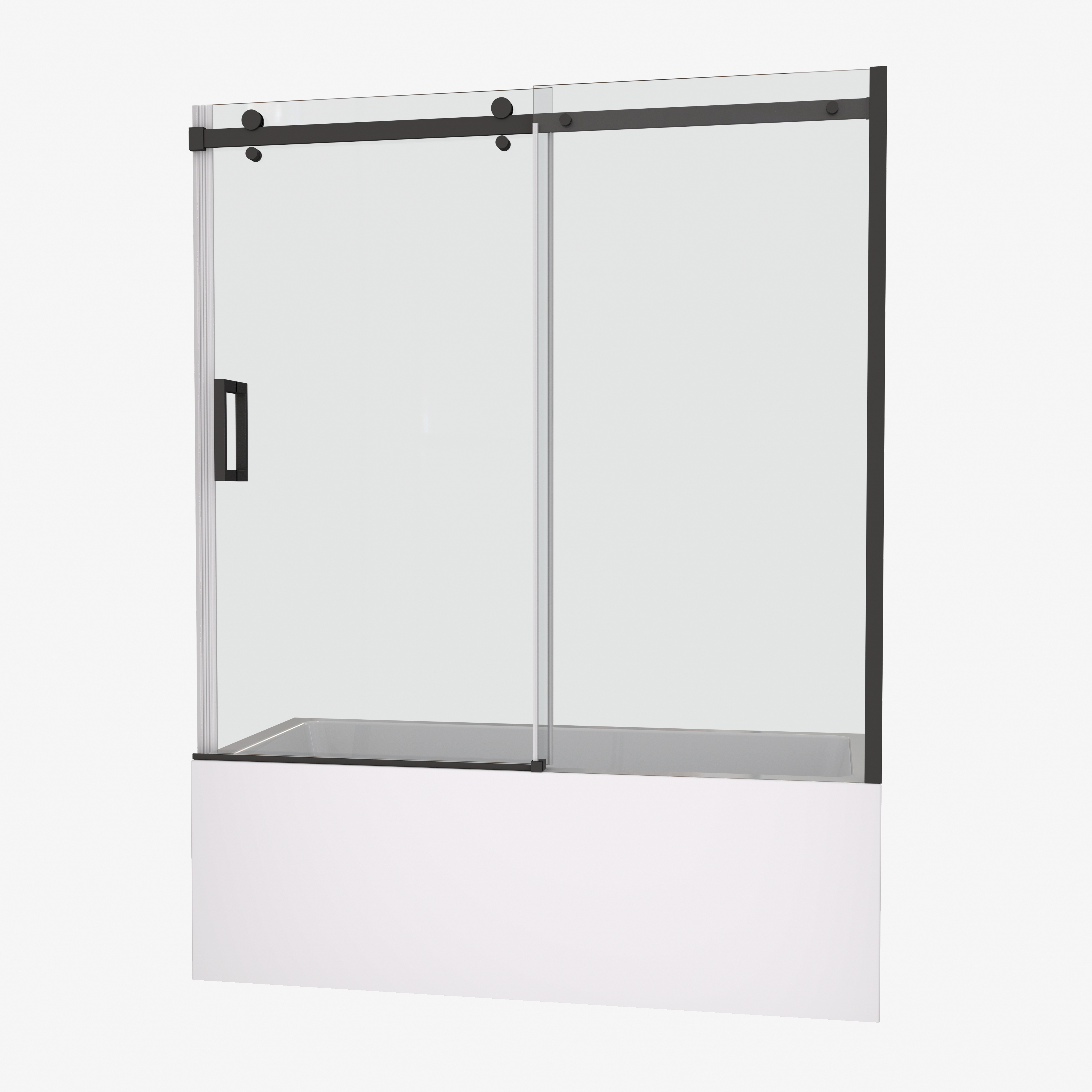 Bathtub shower door, sliding door, with 5/16" tempered glass and Matted black finish 6058