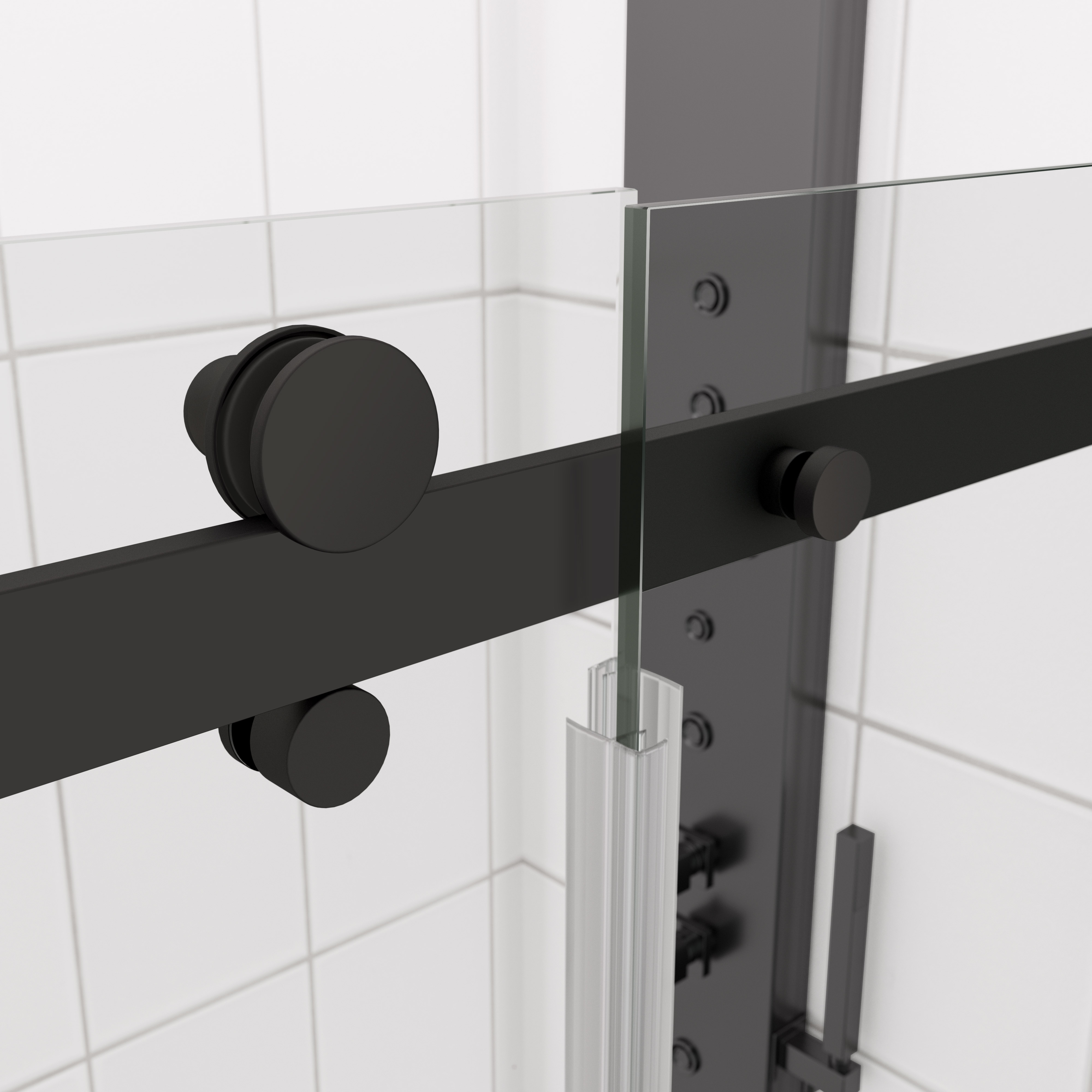 Bathtub shower door, sliding door, with 5/16" tempered glass and Matted black finish 6058