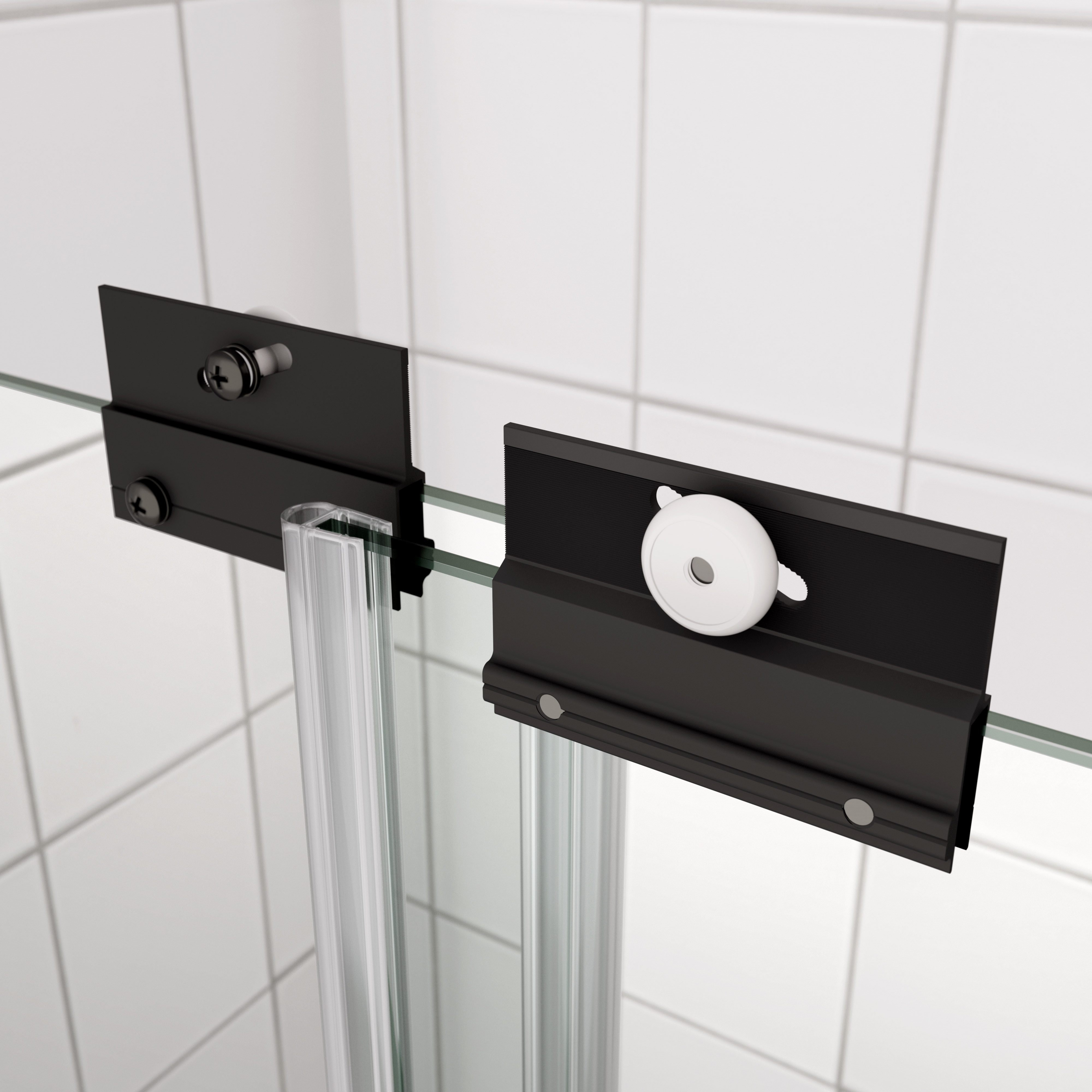 Bathtub Bypass shower door, sliding door, with 1/4" tempered glass and Matted  black finish  6058