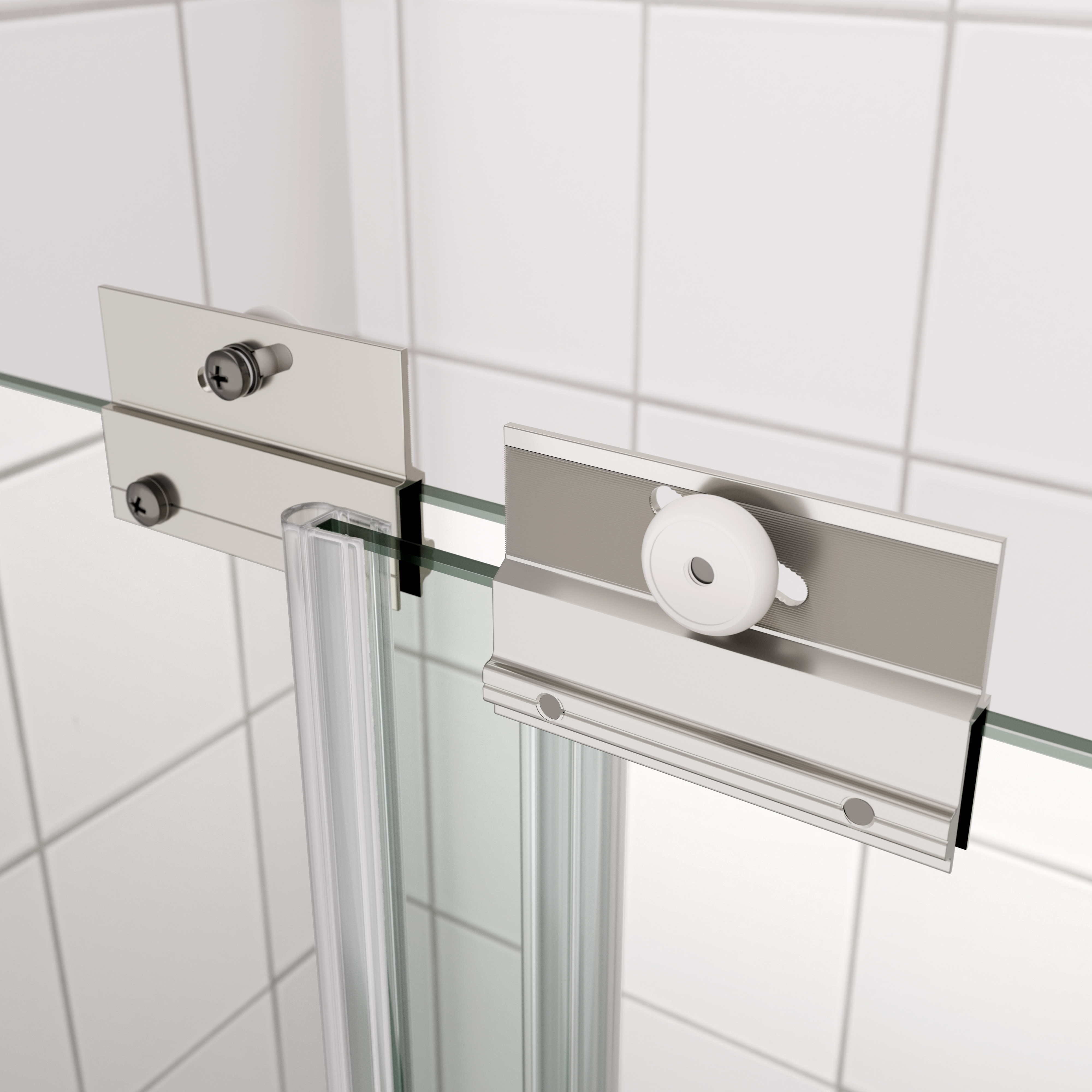 Bypass shower door, sliding door, with 1/4" tempered glass and Polished finish 6070