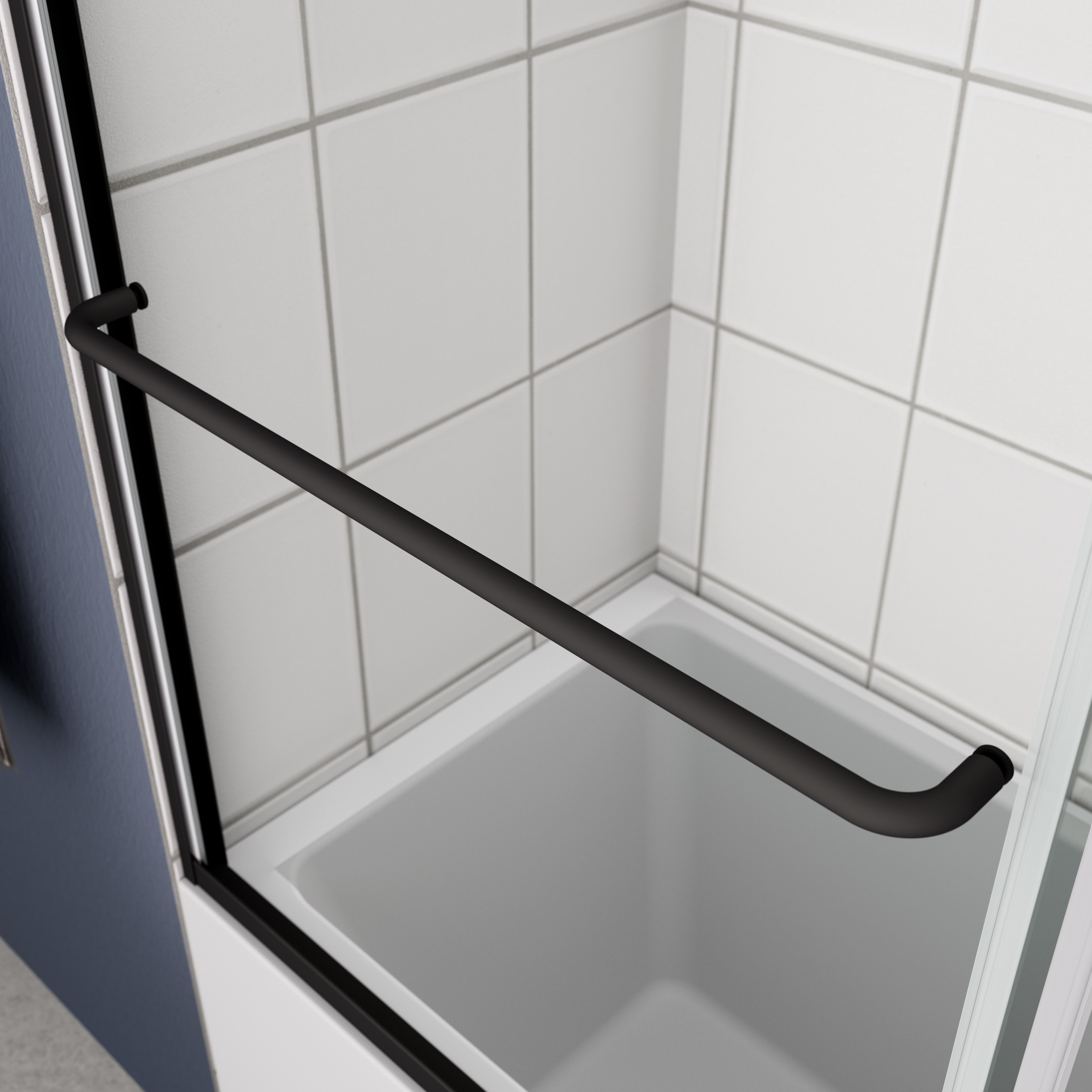 Bathtub Bypass shower door, sliding door, with 1/4" tempered glass and Matted  black finish  6058