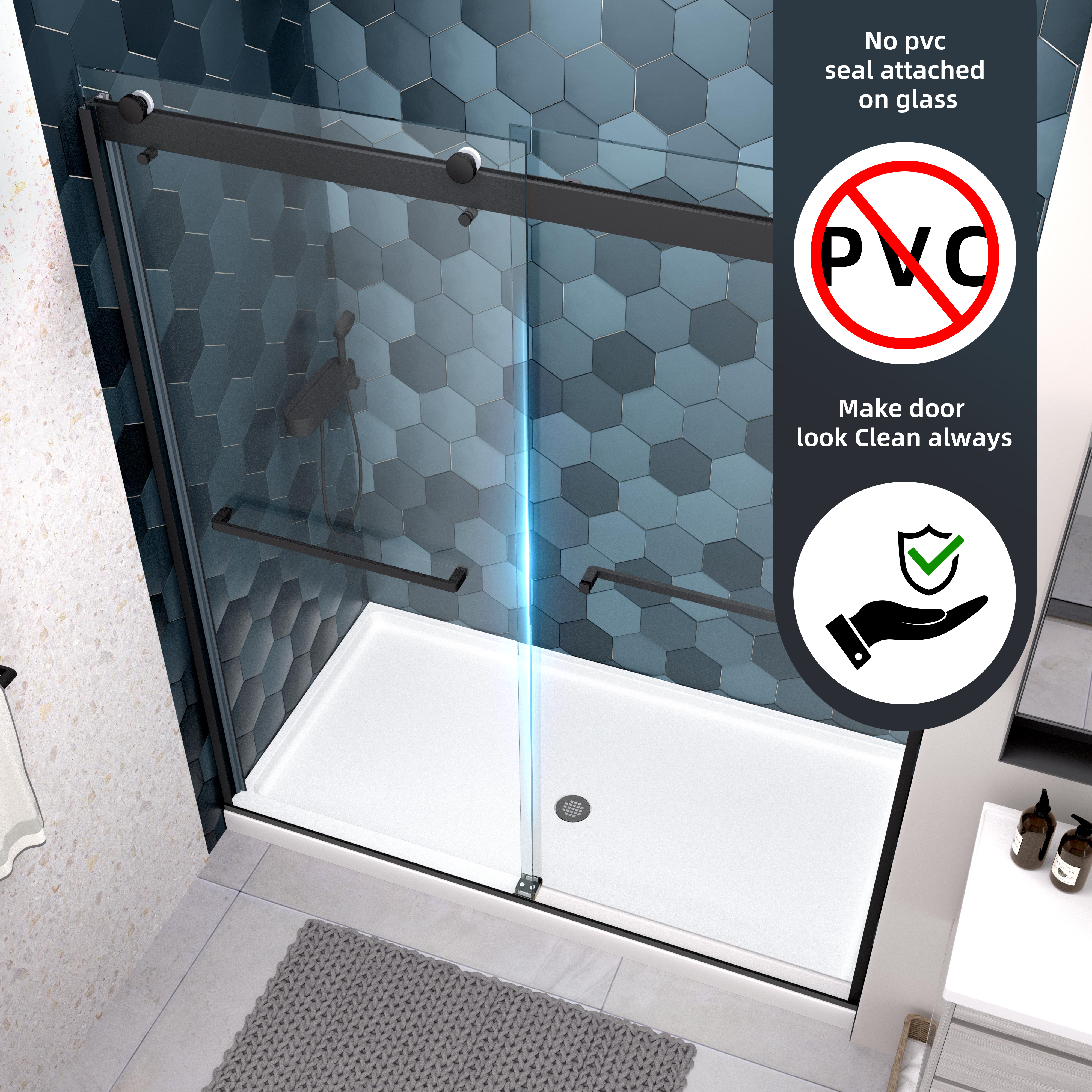 Bypass shower door, sliding door, with 5/16" tempered glass and Matted black finish 6074