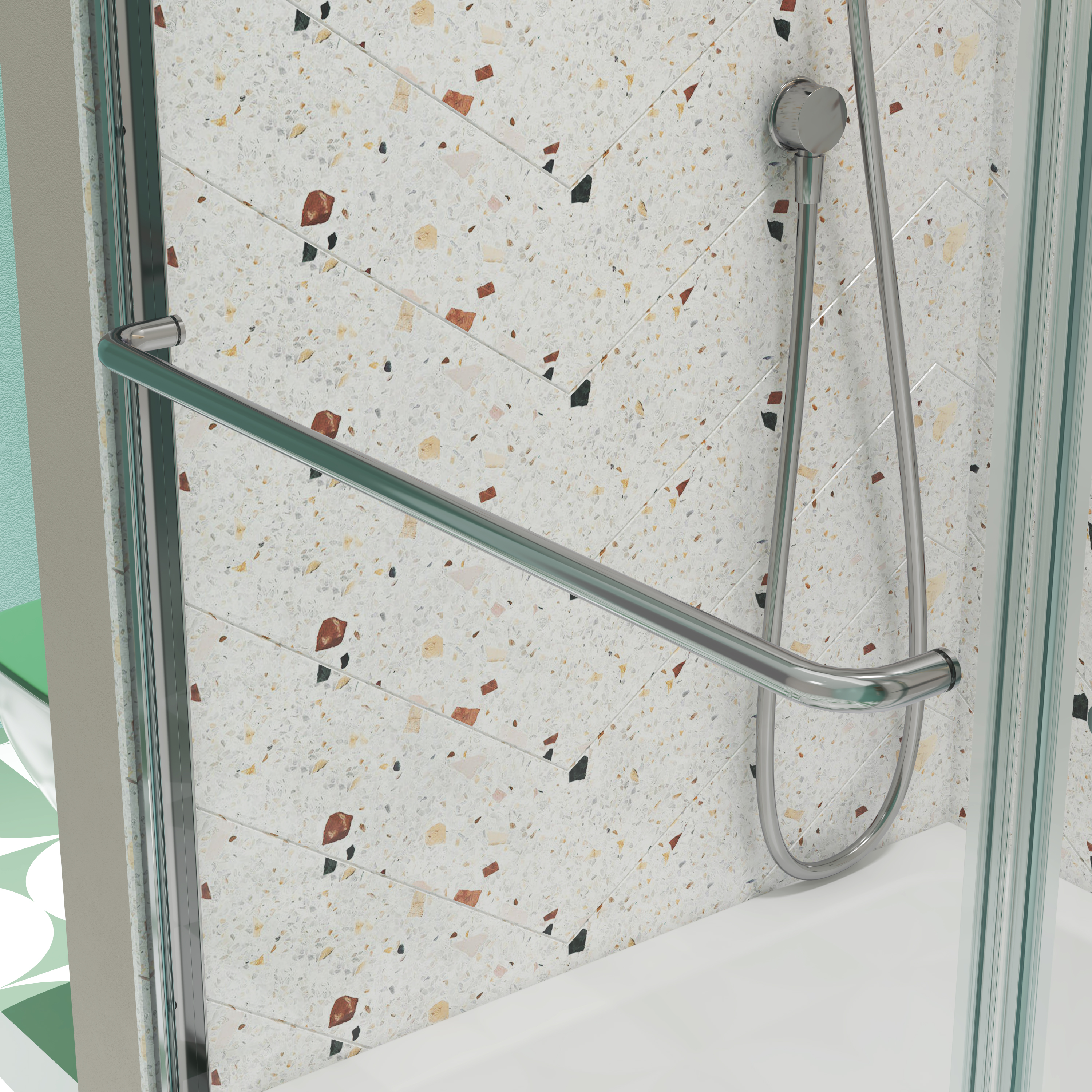 Bypass shower door, sliding door, with 1/4" tempered glass and Polished finish 6070