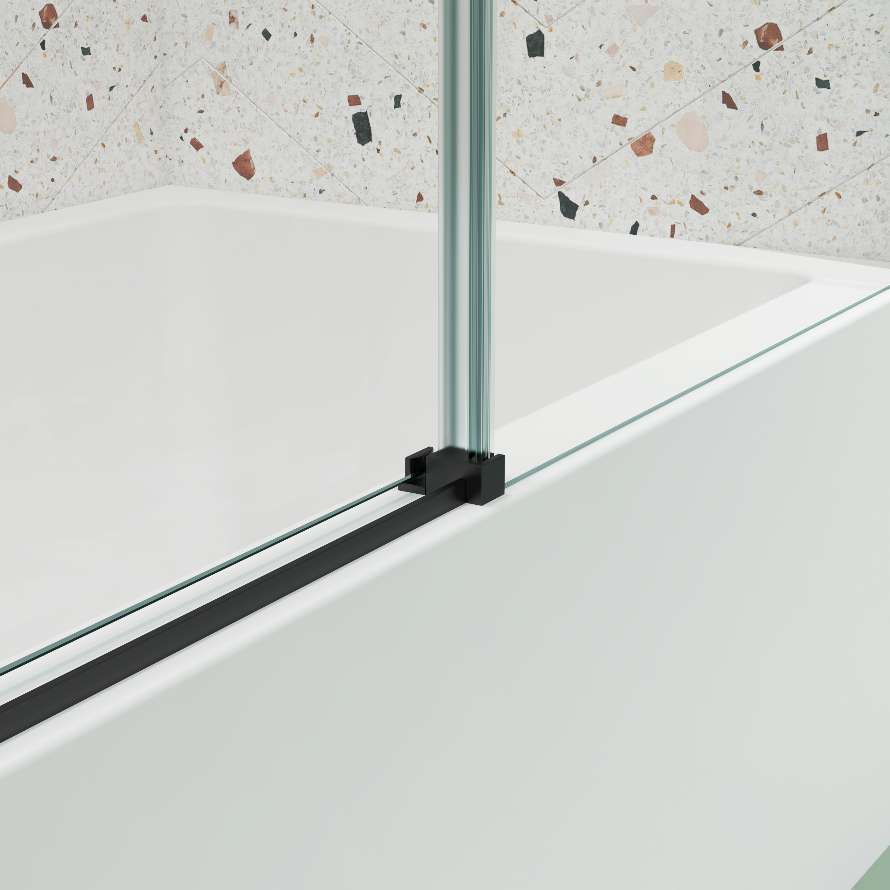 Bathtub shower door, sliding door, with 5/16" tempered glass and Matted black finish 6058