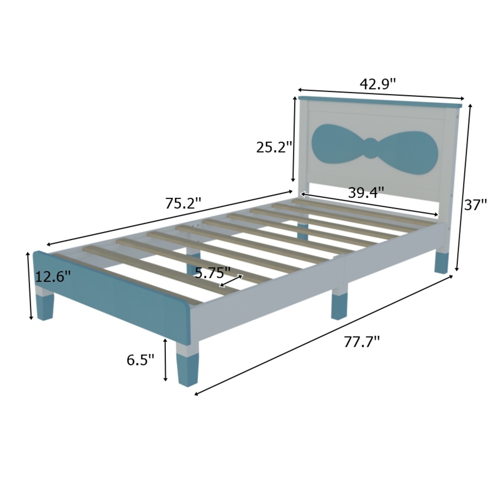 Twin size Wooden Bow Bed