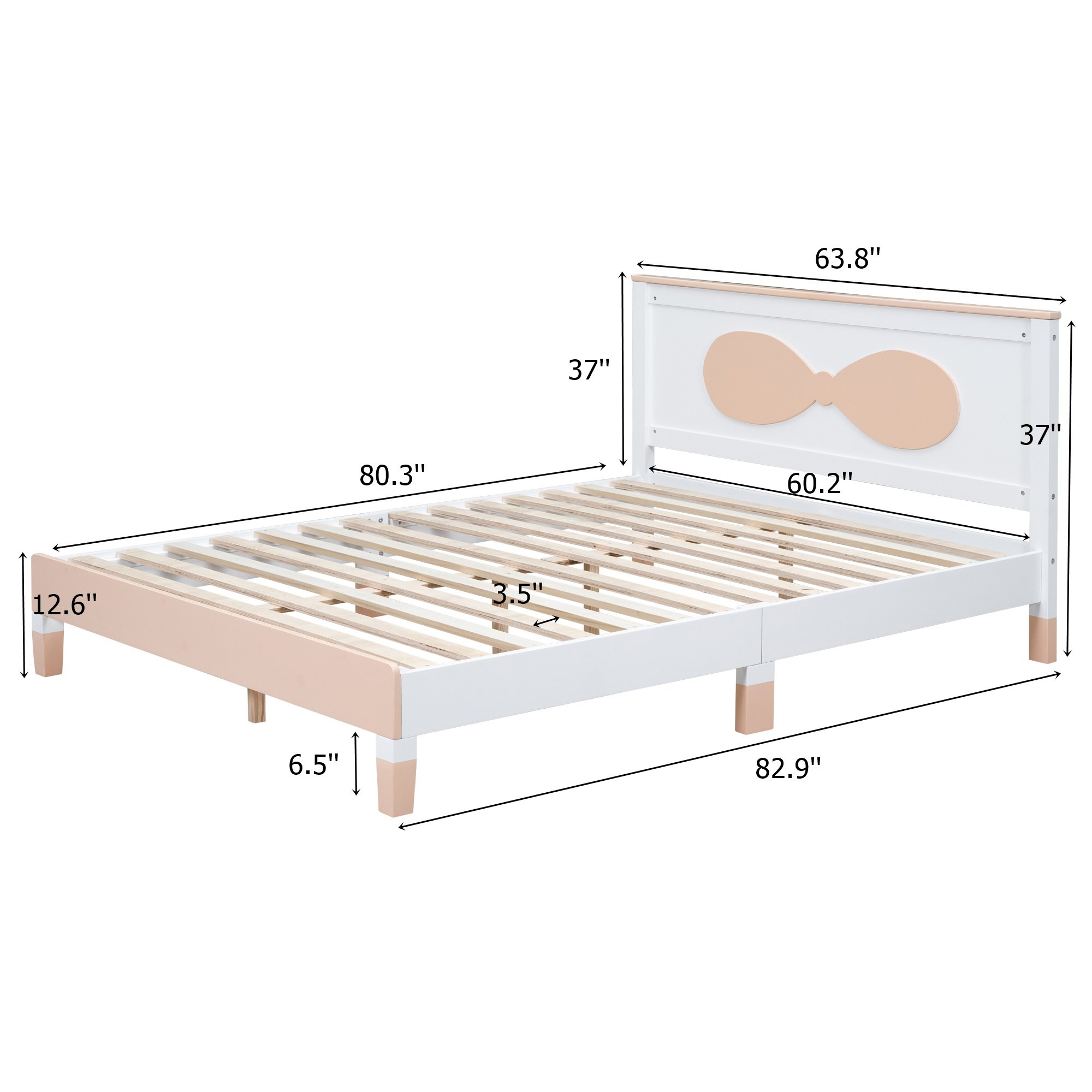 Queen size Wooden Bow Bed