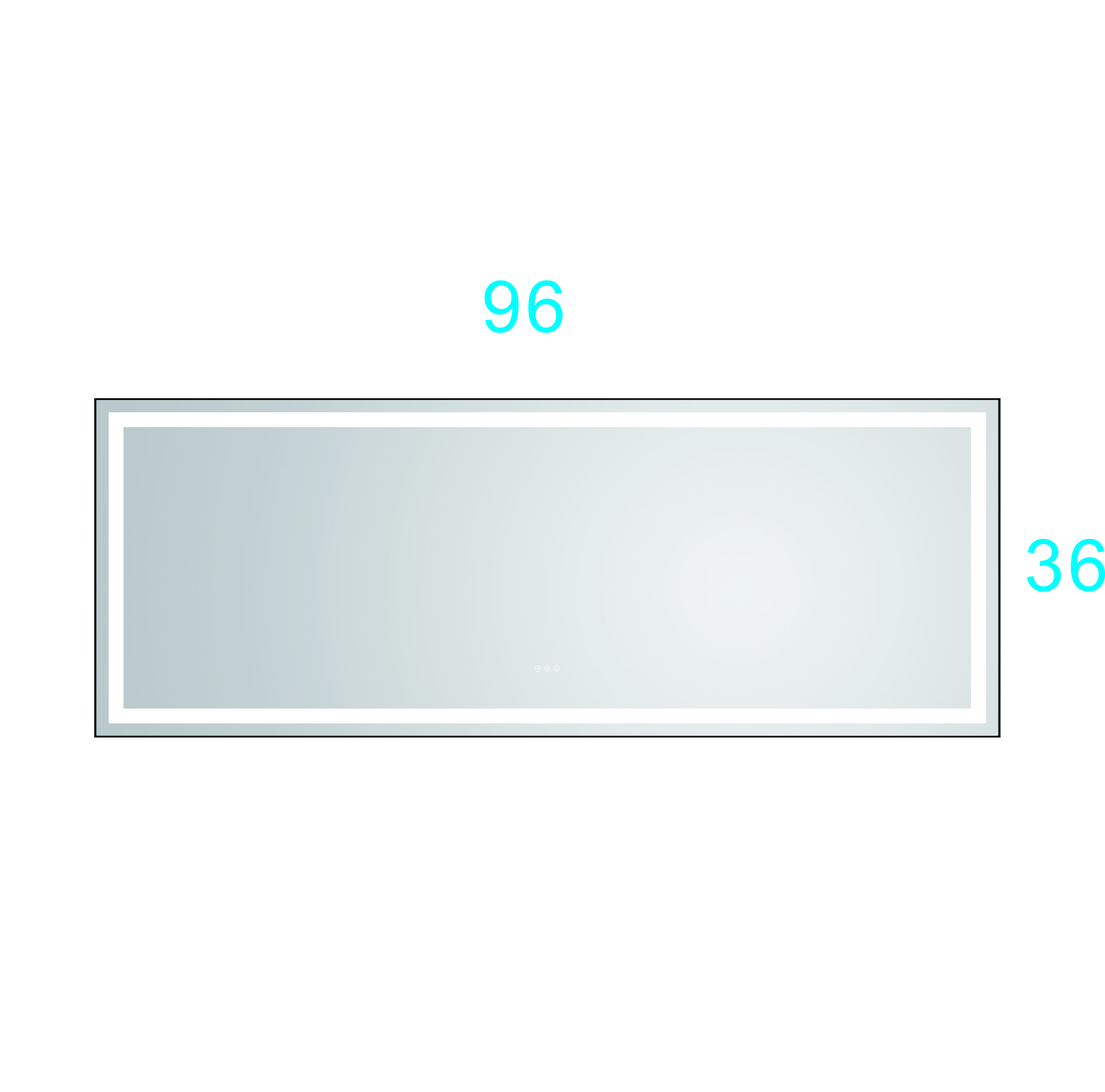 96*36 in bathroom  led mirror is multi-functional and each function is controlled by a smart touch button.