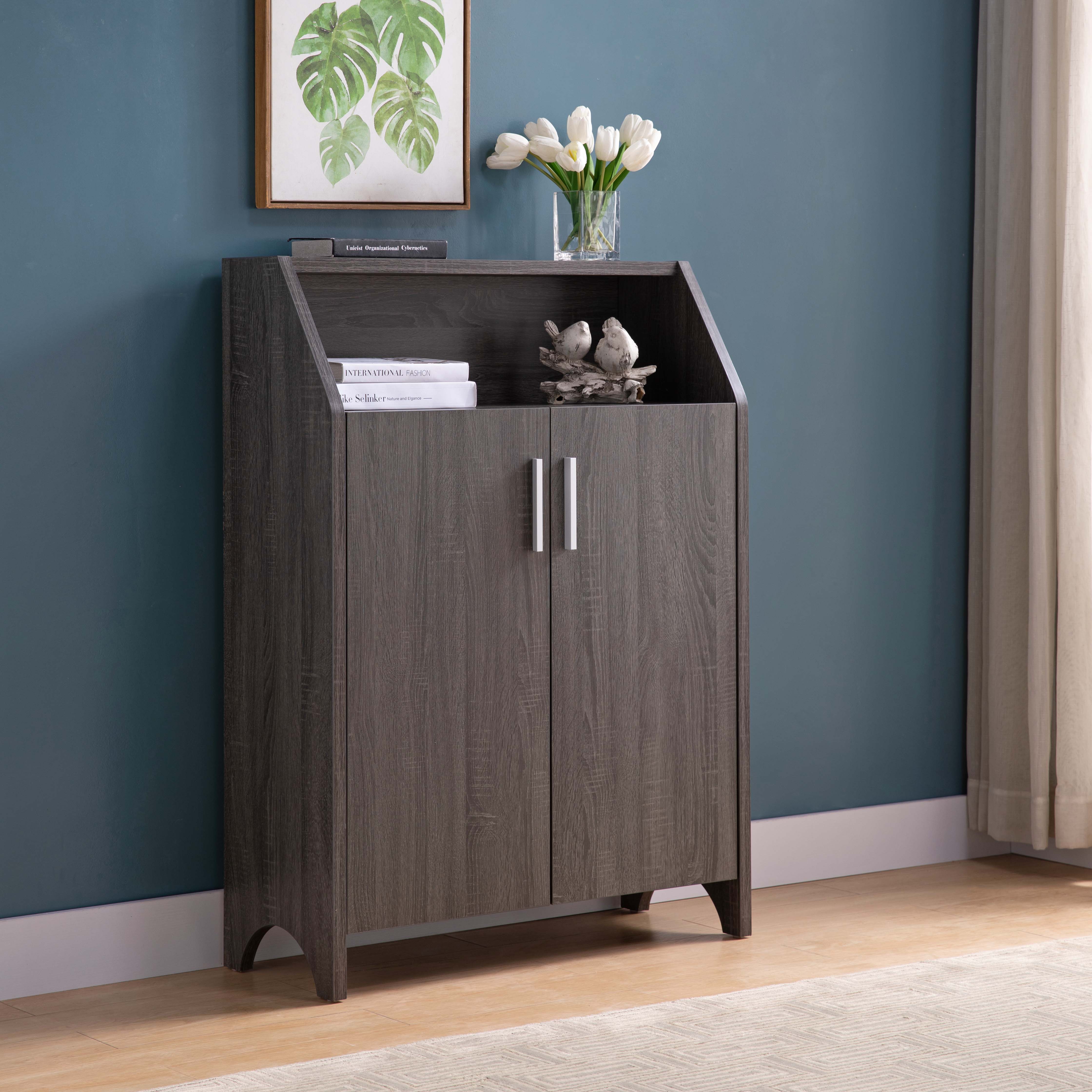 Shoe Cabinet Storage Cabinet with Five Shelves - Grey